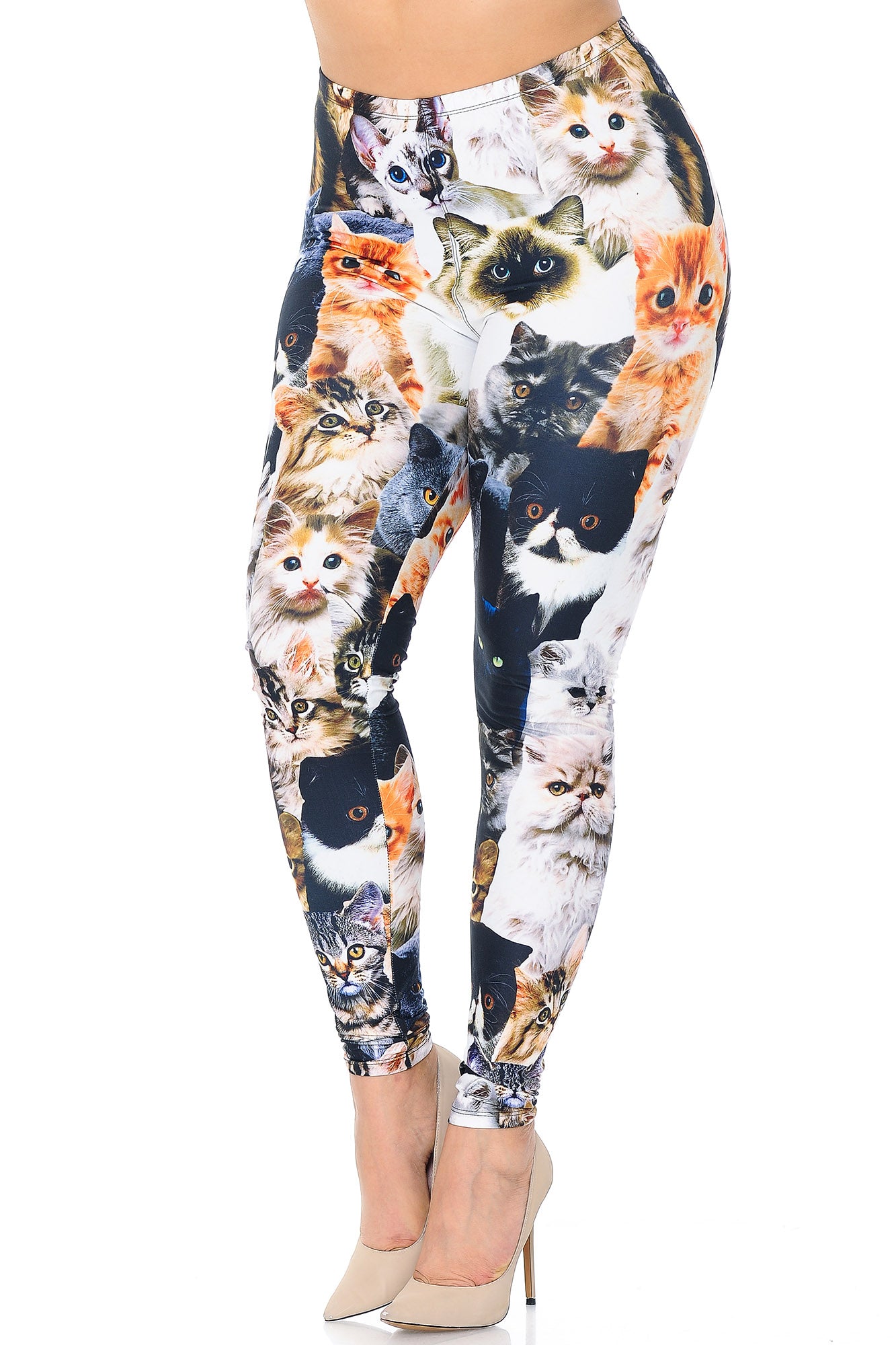 Creamy Soft Cat Collage Extra Plus Size Leggings - 3X-5X - USA Fashion (XPlus One Size,Multi Color Bold)
