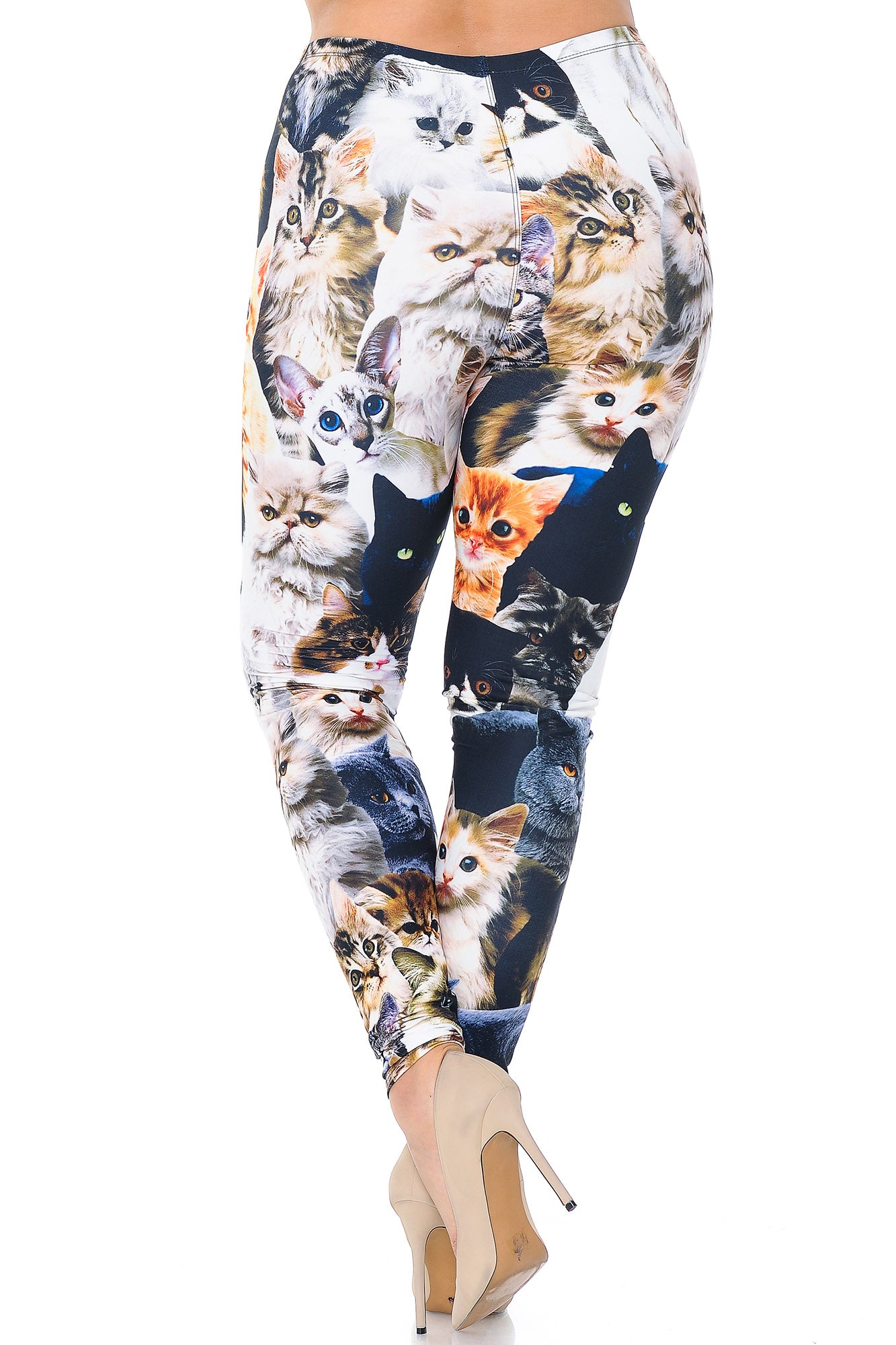 Creamy Soft Cat Collage Extra Plus Size Leggings - 3X-5X - USA Fashion (XPlus One Size,Multi Color Bold)