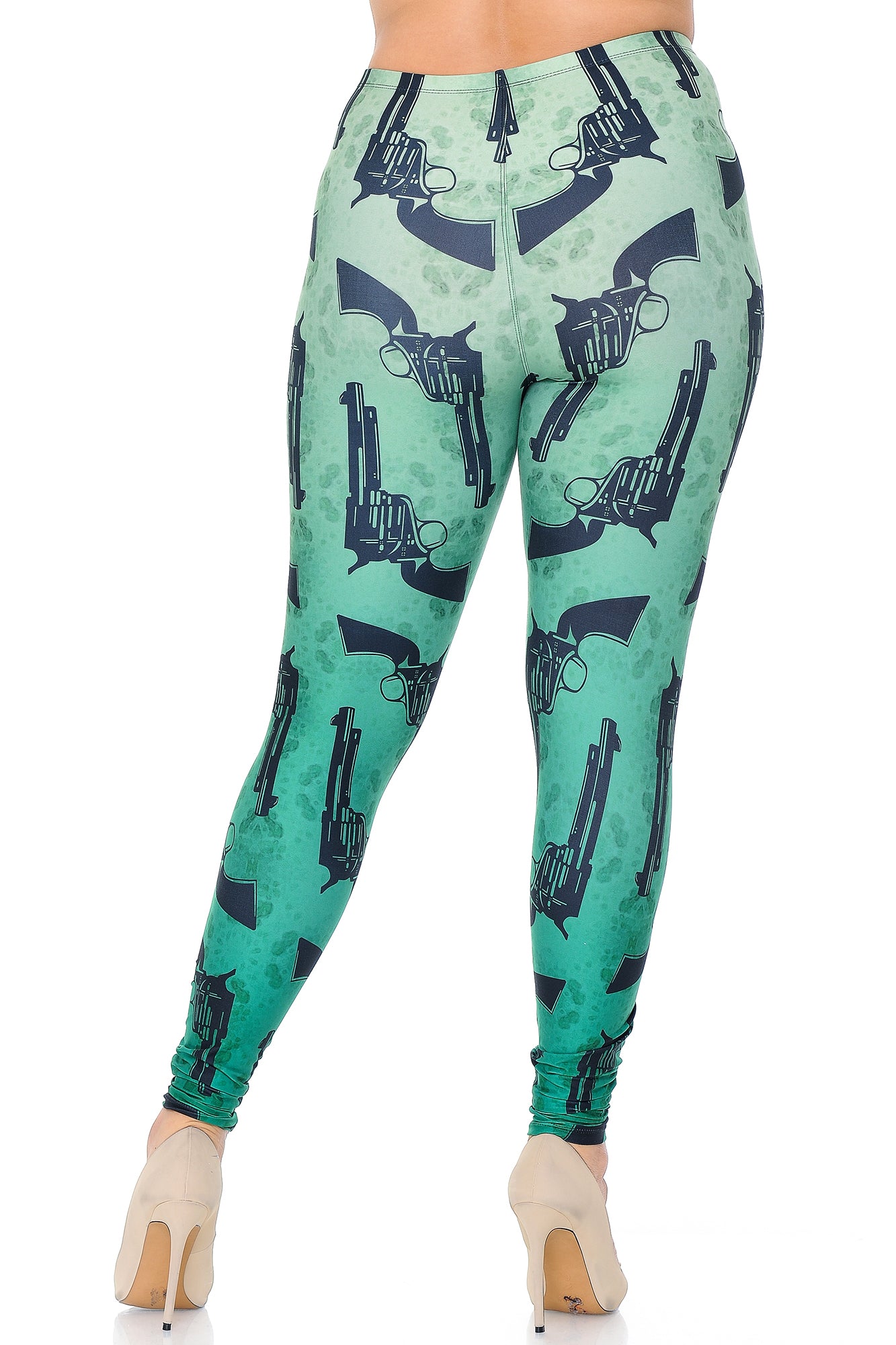 Creamy Soft Ombre Green Guns Extra Plus Size Leggings - 3X-5X - USA Fashion (XPlus One Size,Green)