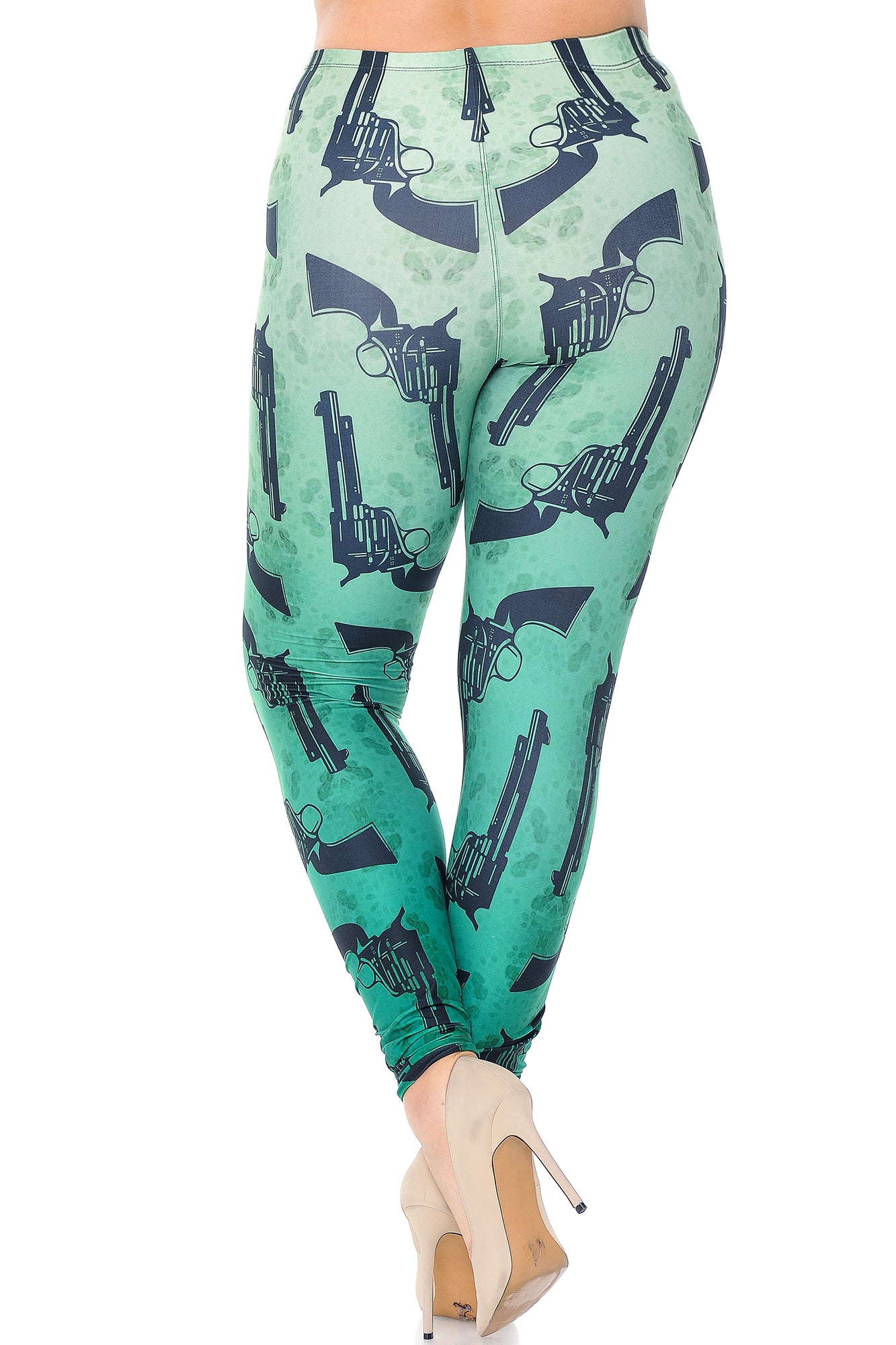 Creamy Soft Ombre Green Guns Extra Plus Size Leggings - 3X-5X - USA Fashion (XPlus One Size,Green)