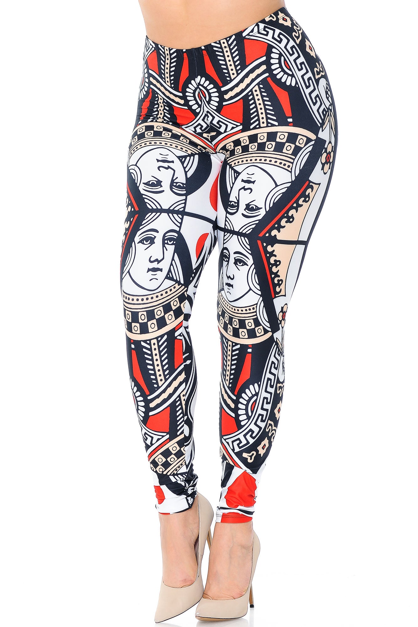 Creamy Soft Queen of Hearts Extra Plus Size Leggings - 3X-5X - USA Fashion (XPlus One Size,Multi Color Bold)