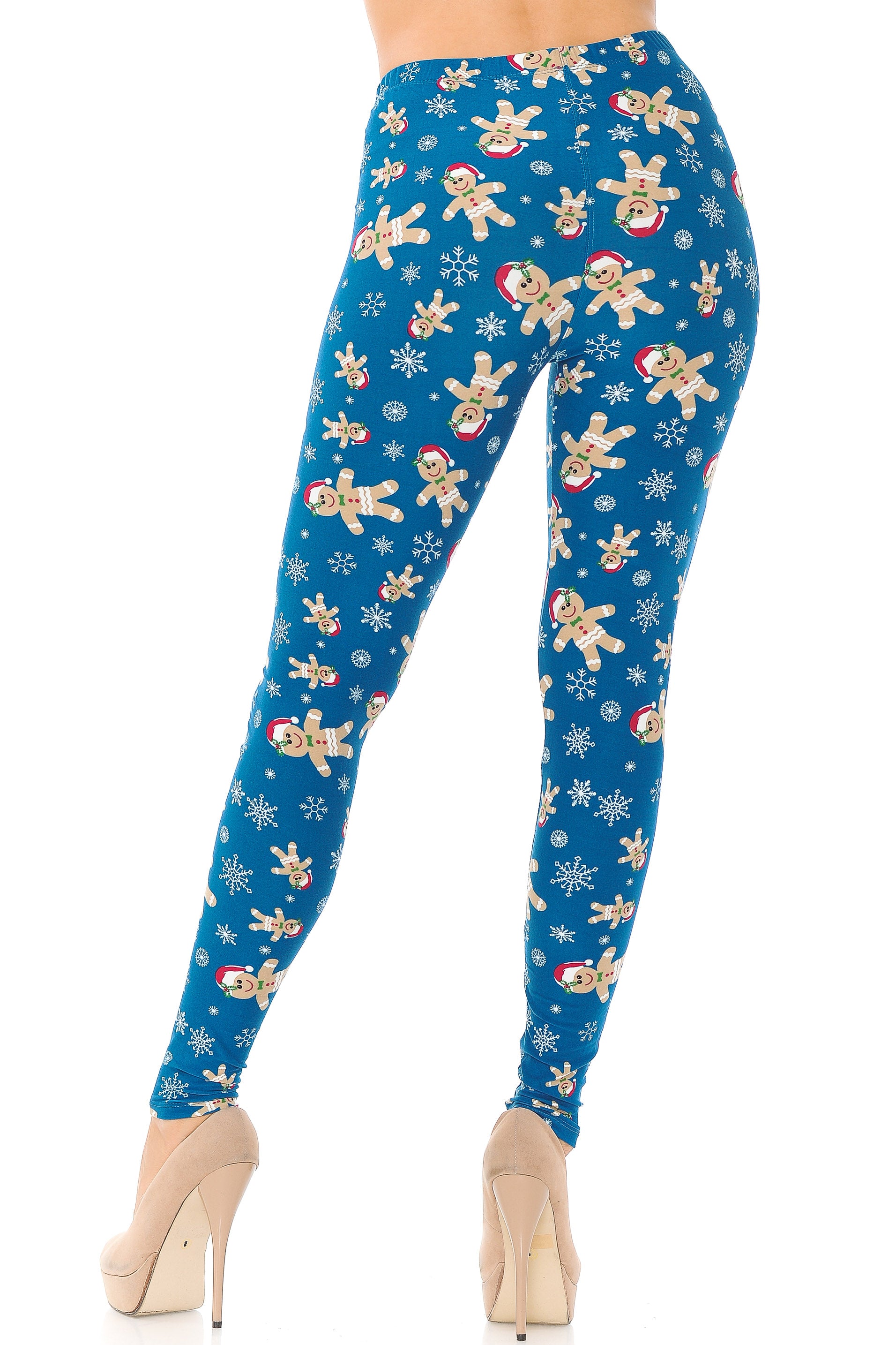 Buttery Soft Christmas Cookies and Snowflakes Extra Plus Size Leggings - 3X-5X (XPlus One Size,Teal)