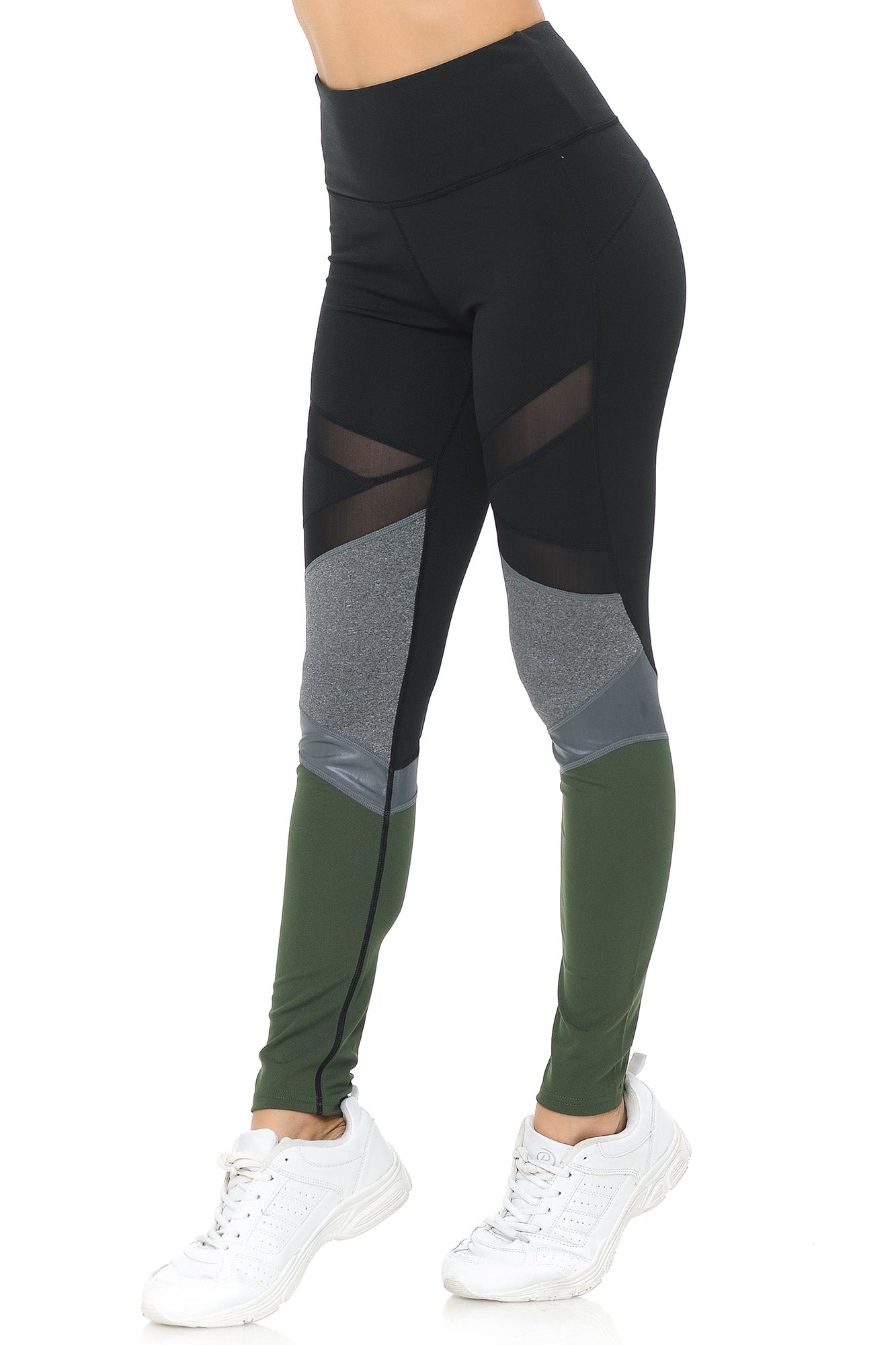 Sassy Sport Contour Mesh Color Block Workout Leggings