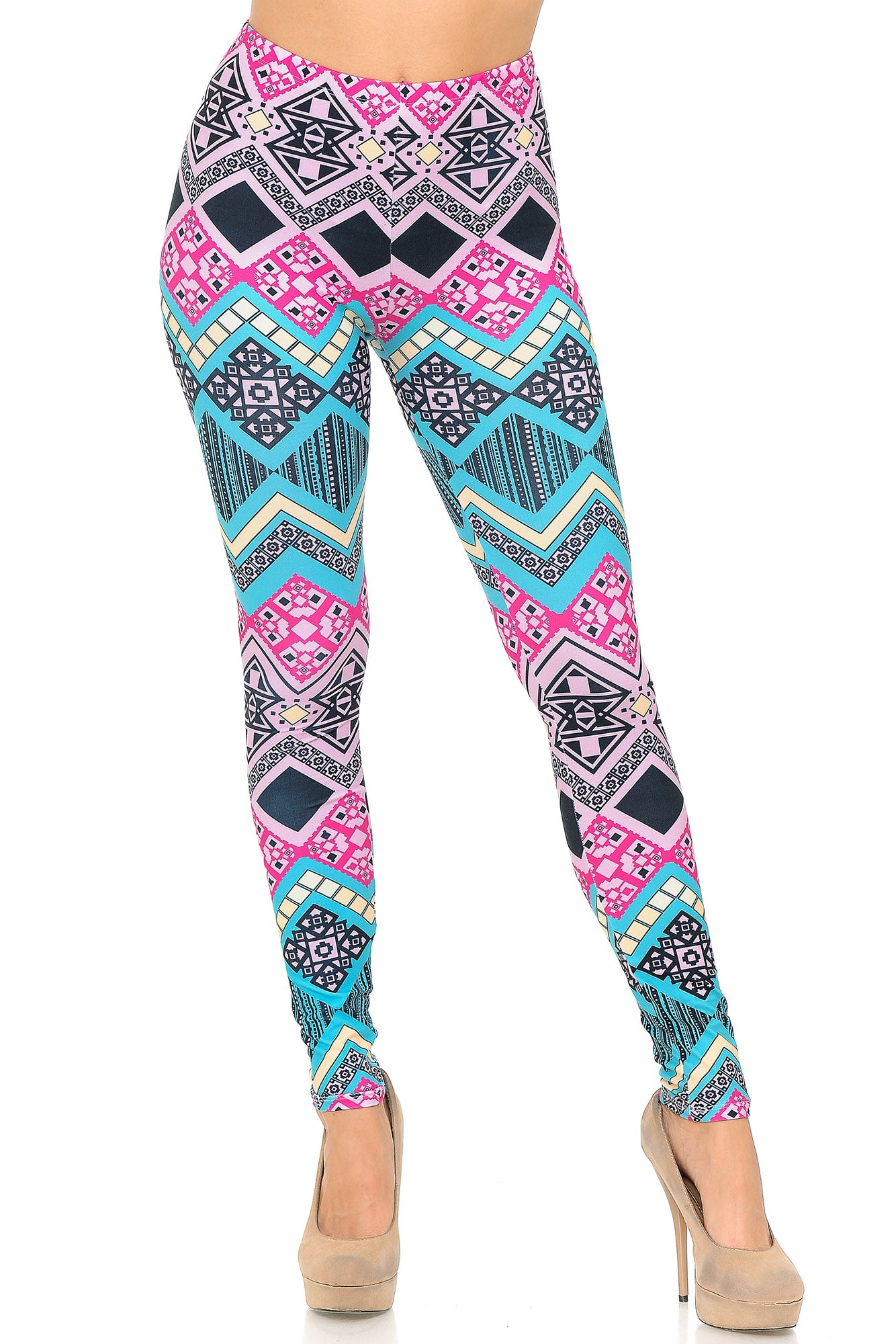 Creamy Soft Tasty Tribal Extra Plus Size Leggings - 3X-5X - USA Fashion (XPlus One Size,Fuchsia)