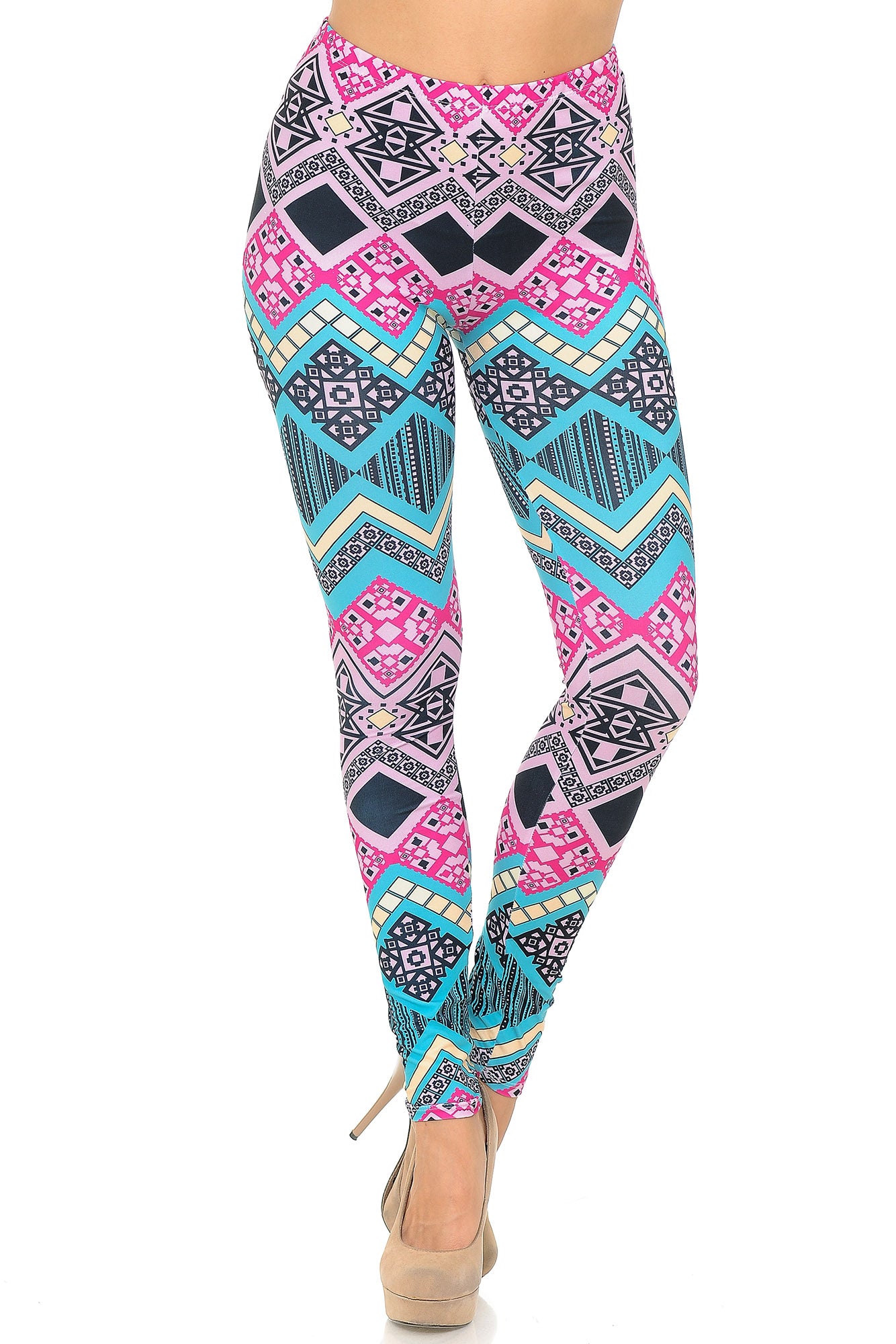 Creamy Soft Tasty Tribal Extra Plus Size Leggings - 3X-5X - USA Fashion (XPlus One Size,Fuchsia)