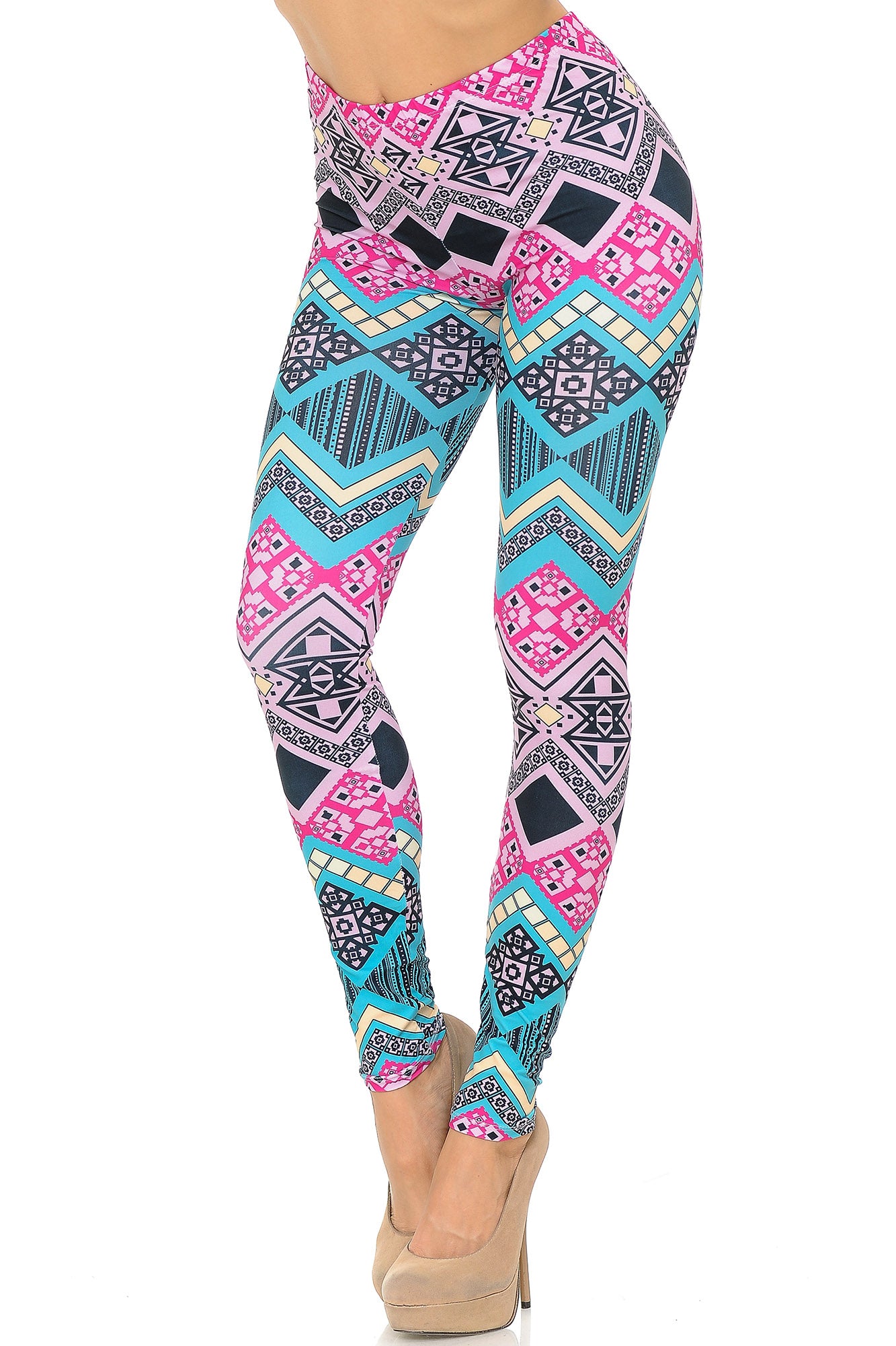 Creamy Soft Tasty Tribal Extra Plus Size Leggings - 3X-5X - USA Fashion (XPlus One Size,Fuchsia)