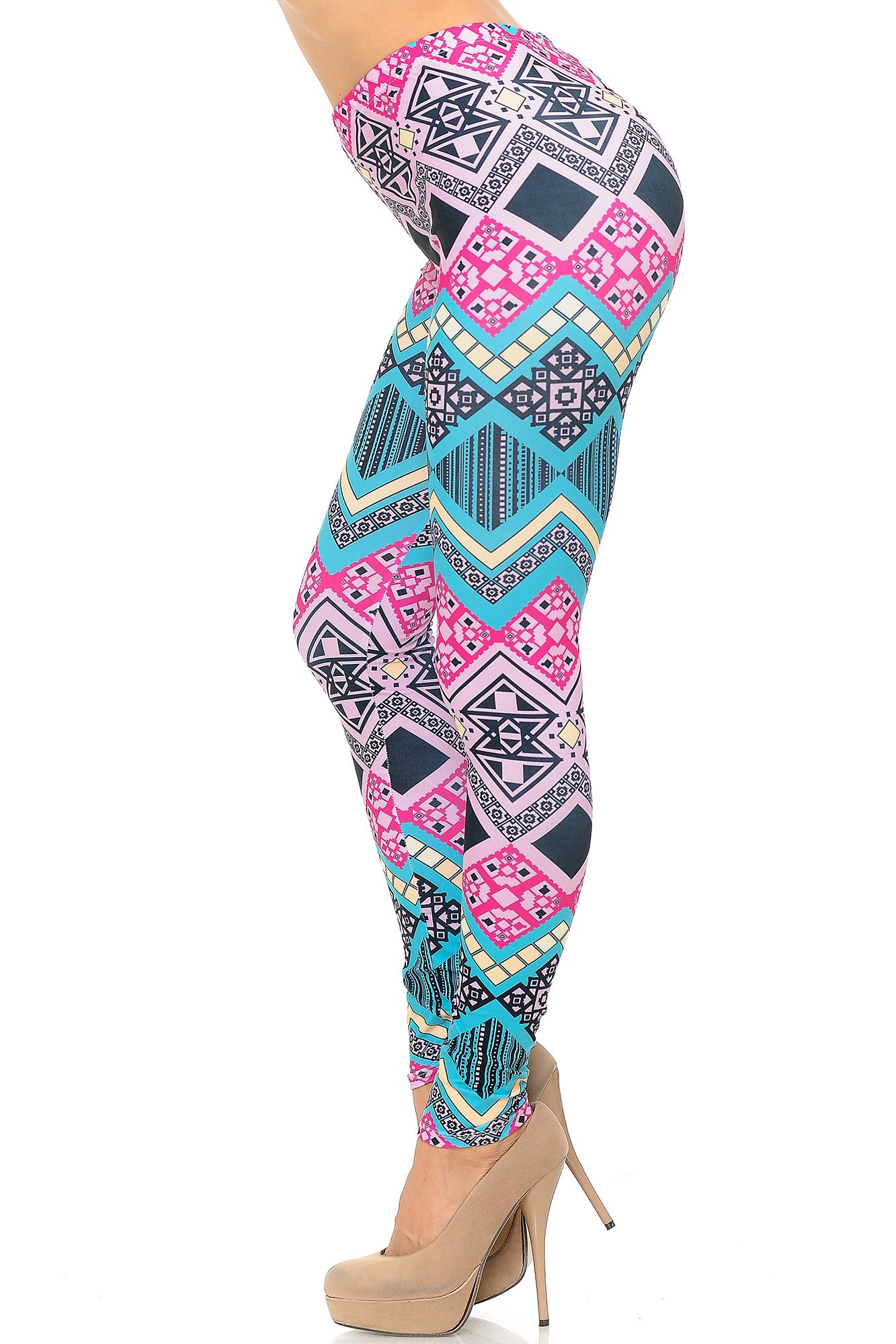Creamy Soft Tasty Tribal Extra Plus Size Leggings - 3X-5X - USA Fashion (XPlus One Size,Fuchsia)