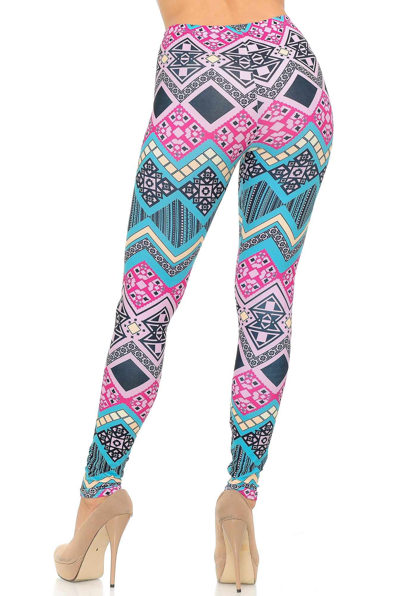 Creamy Soft Tasty Tribal Extra Plus Size Leggings - 3X-5X - USA Fashion (XPlus One Size,Fuchsia)