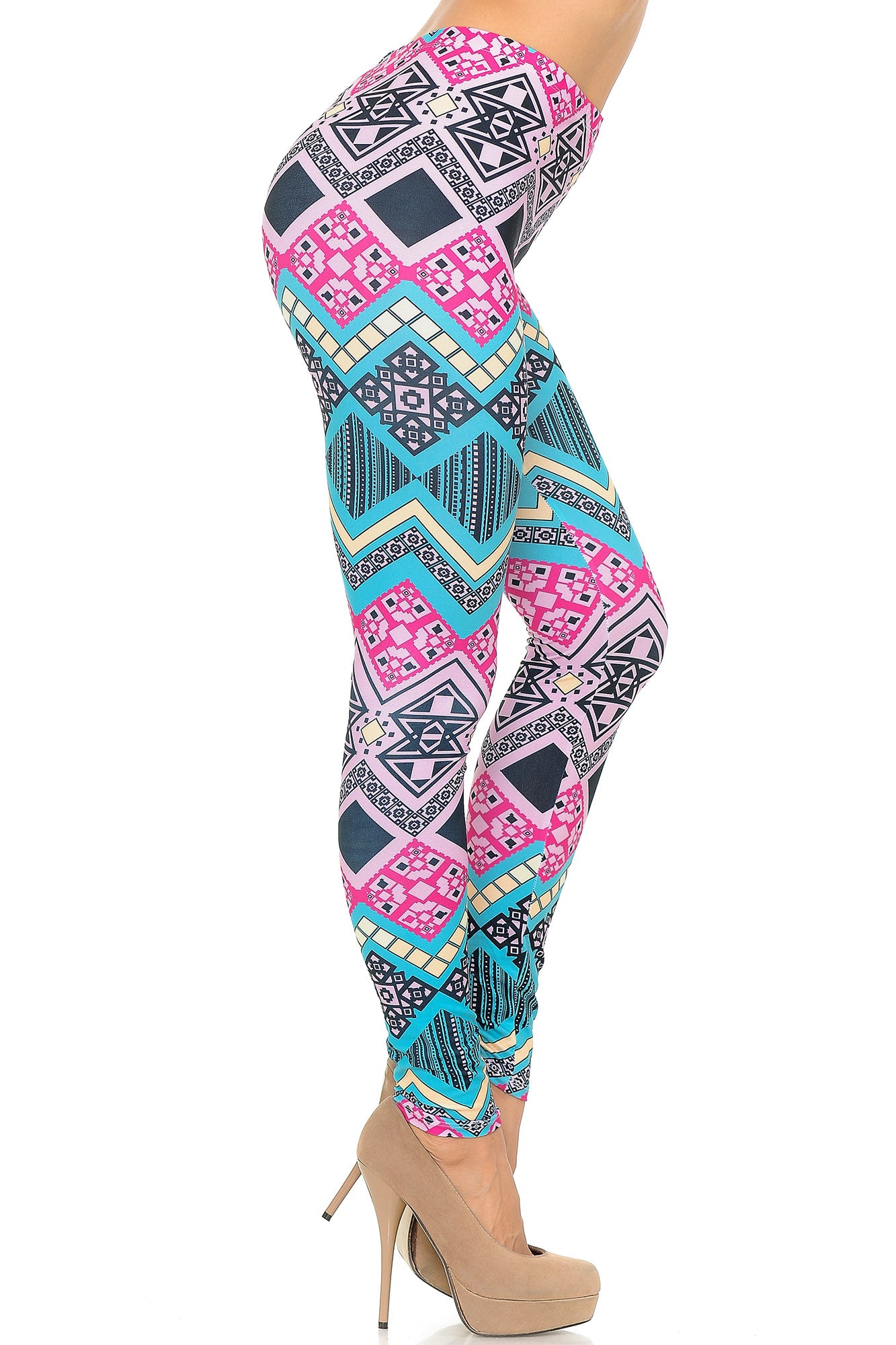 Creamy Soft Tasty Tribal Extra Plus Size Leggings - 3X-5X - USA Fashion (XPlus One Size,Fuchsia)