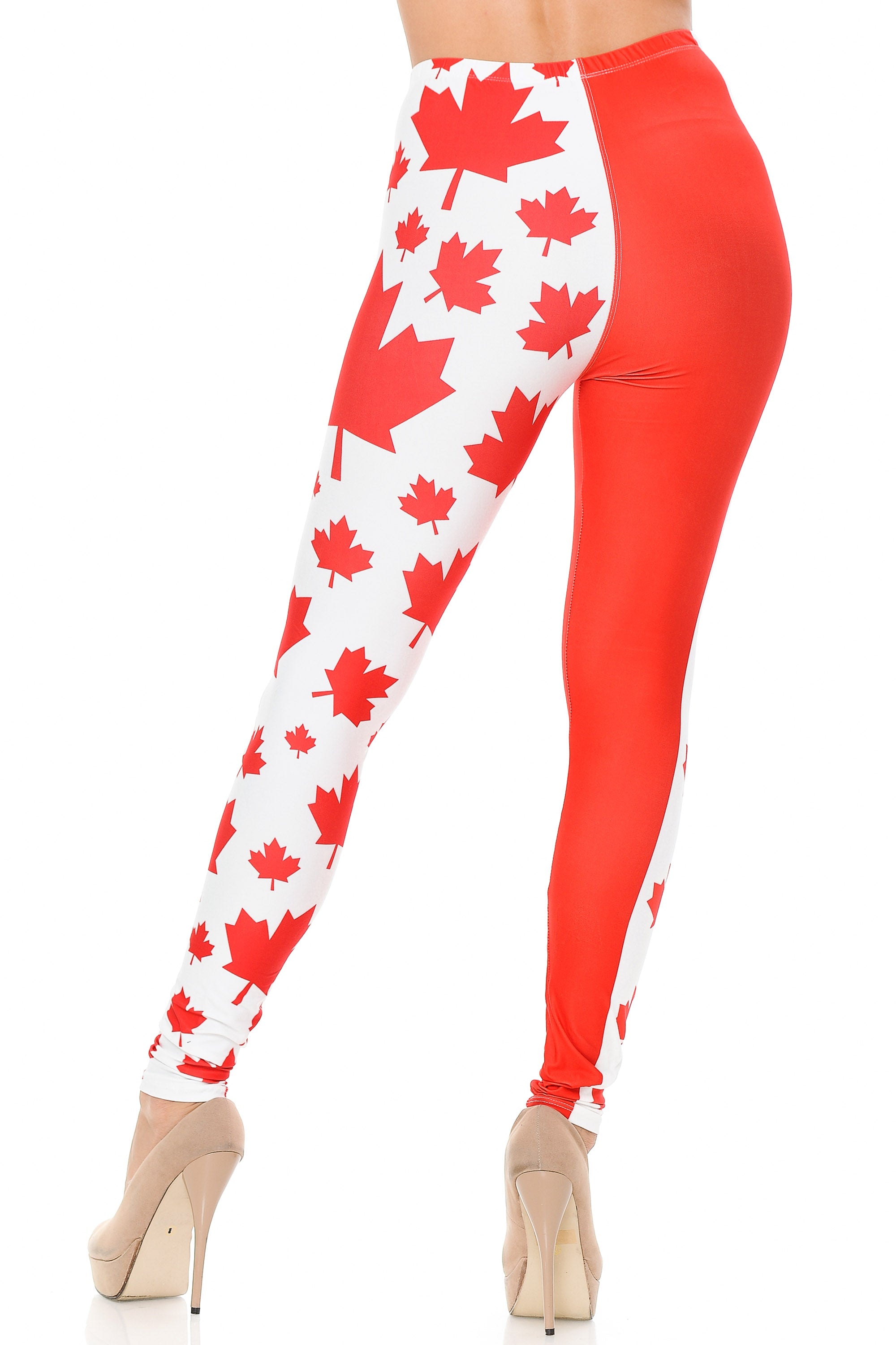 Creamy Soft Canadian Flag Extra Plus Size Leggings - 3X-5X (Red,XPlus One Size)