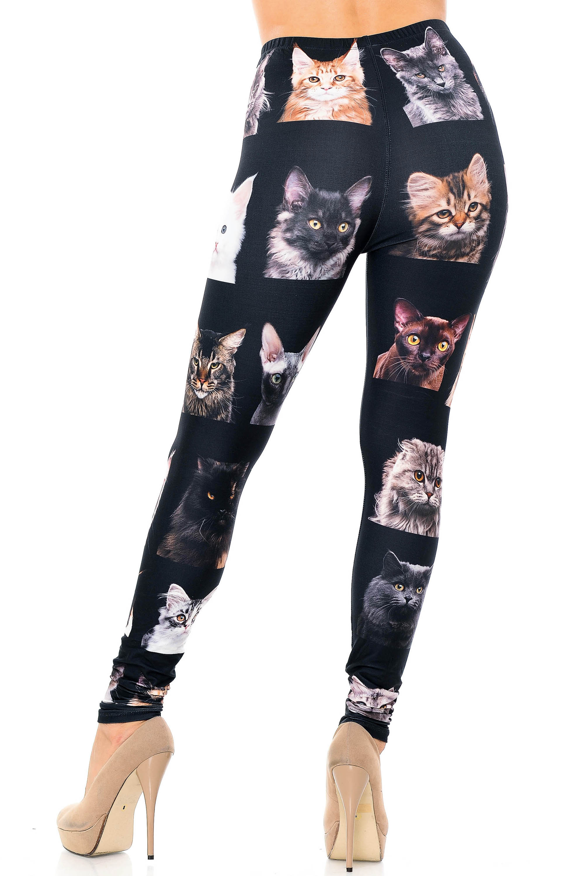Creamy Soft Cute Kitty Cat Faces Extra Plus Size Leggings - 3X-5X - Version 2 - USA Fashion (XPlus One Size,Black)