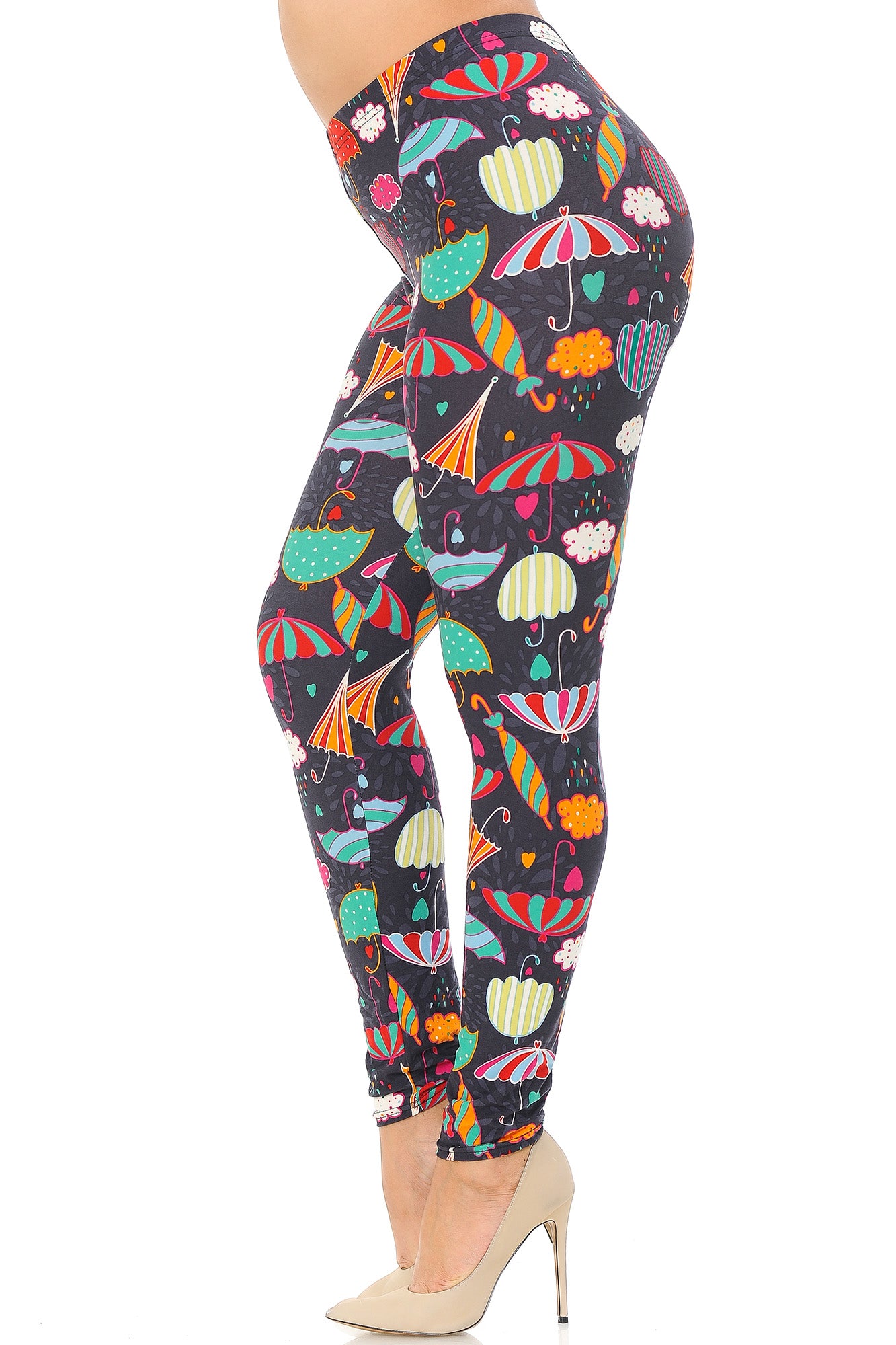 Buttery Soft Vintage Umbrella Extra Plus Size Leggings - 3X-5X (XPlus One Size,Multi Color Bold)