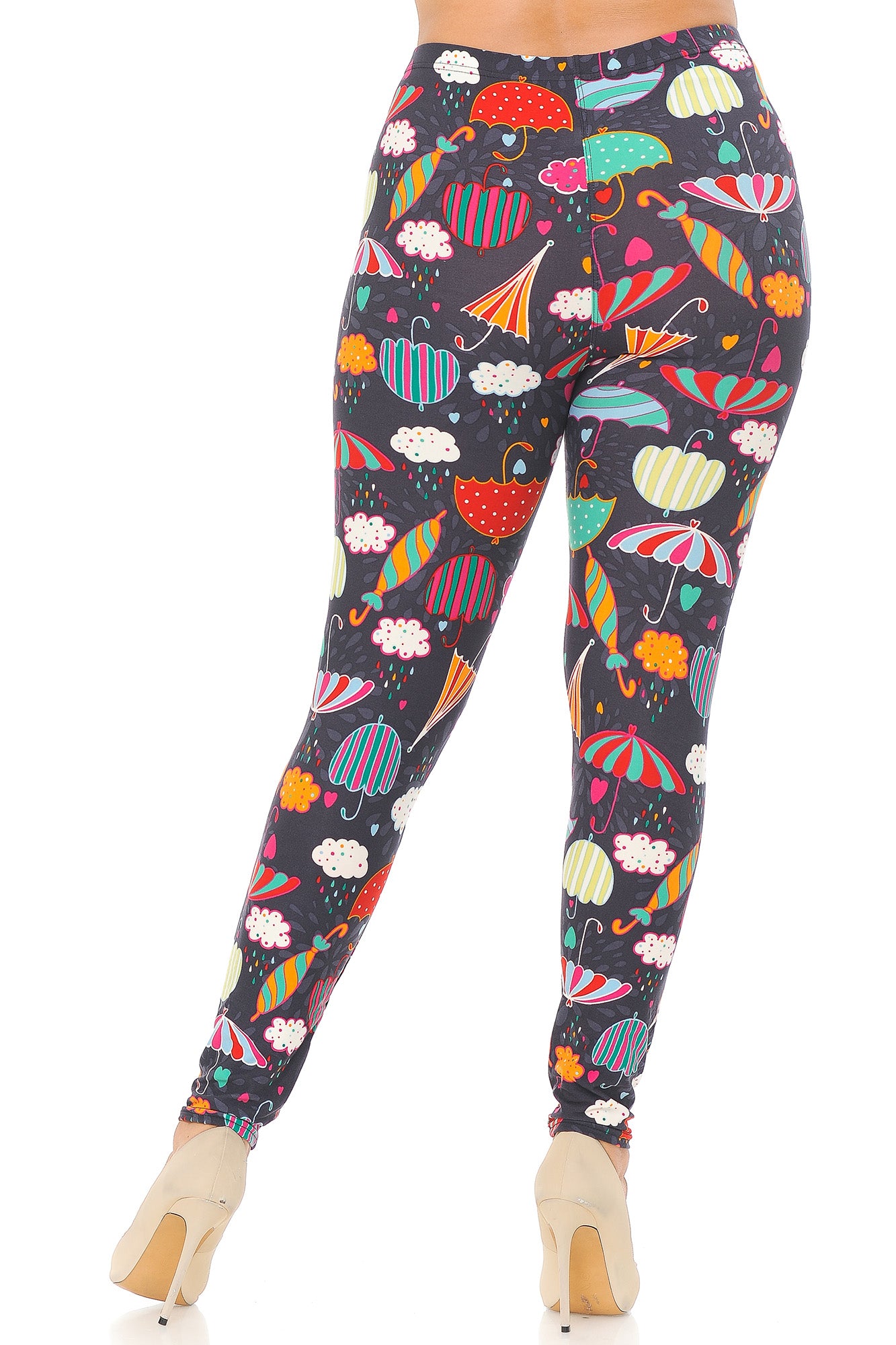 Buttery Soft Vintage Umbrella Extra Plus Size Leggings - 3X-5X (XPlus One Size,Multi Color Bold)