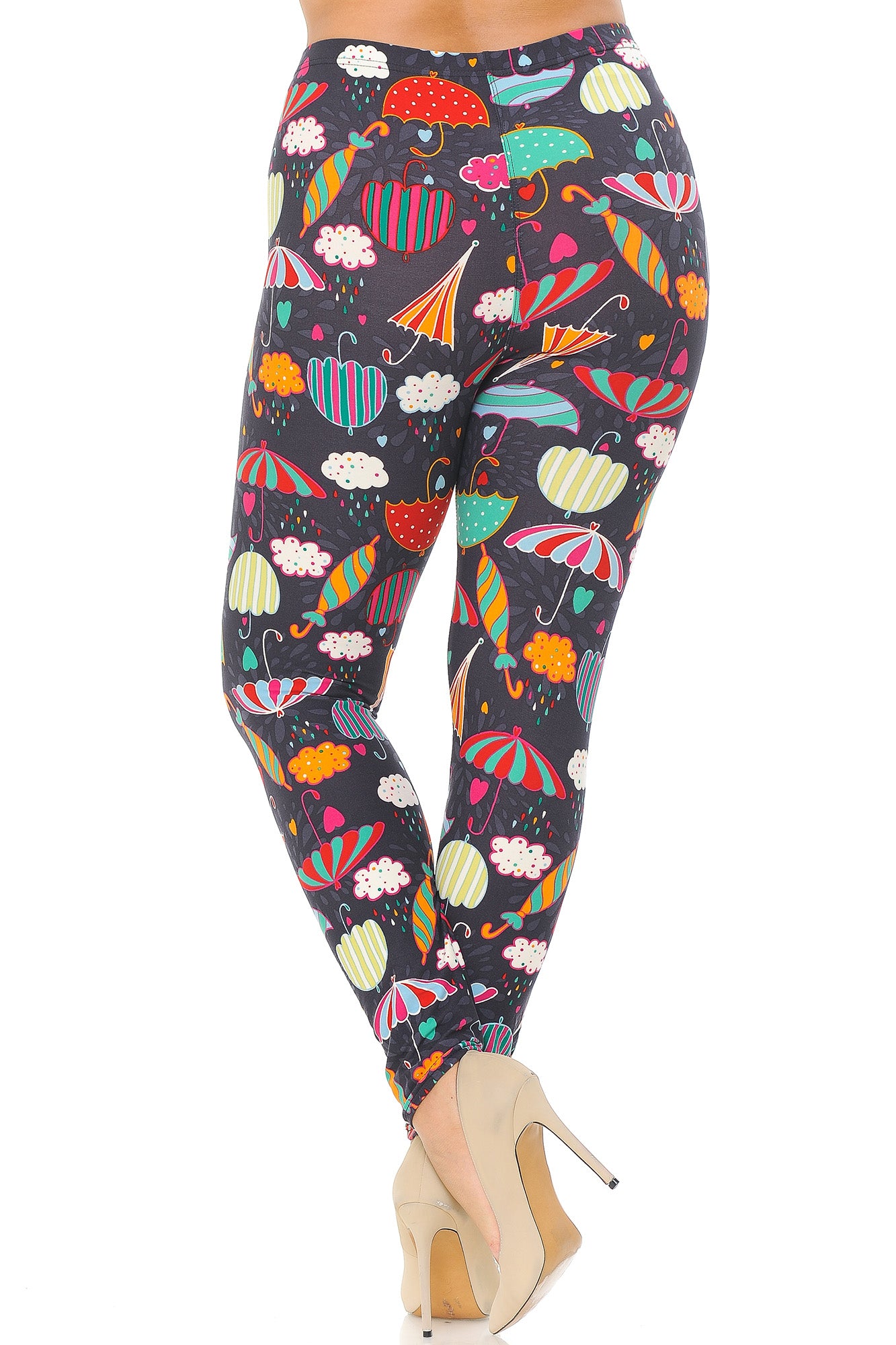 Buttery Soft Vintage Umbrella Extra Plus Size Leggings - 3X-5X (XPlus One Size,Multi Color Bold)