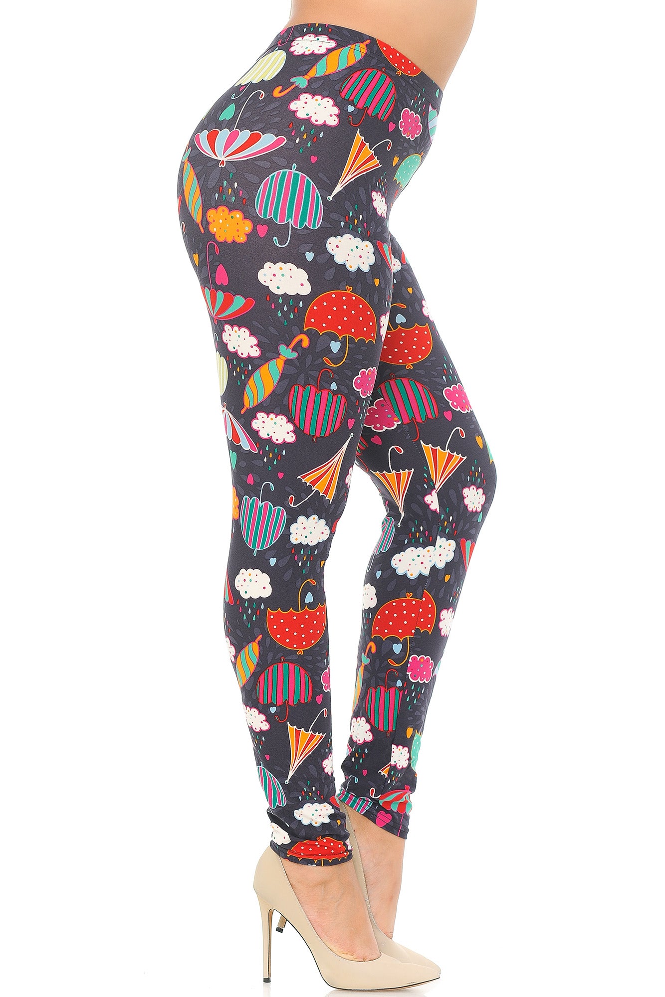 Buttery Soft Vintage Umbrella Extra Plus Size Leggings - 3X-5X (XPlus One Size,Multi Color Bold)