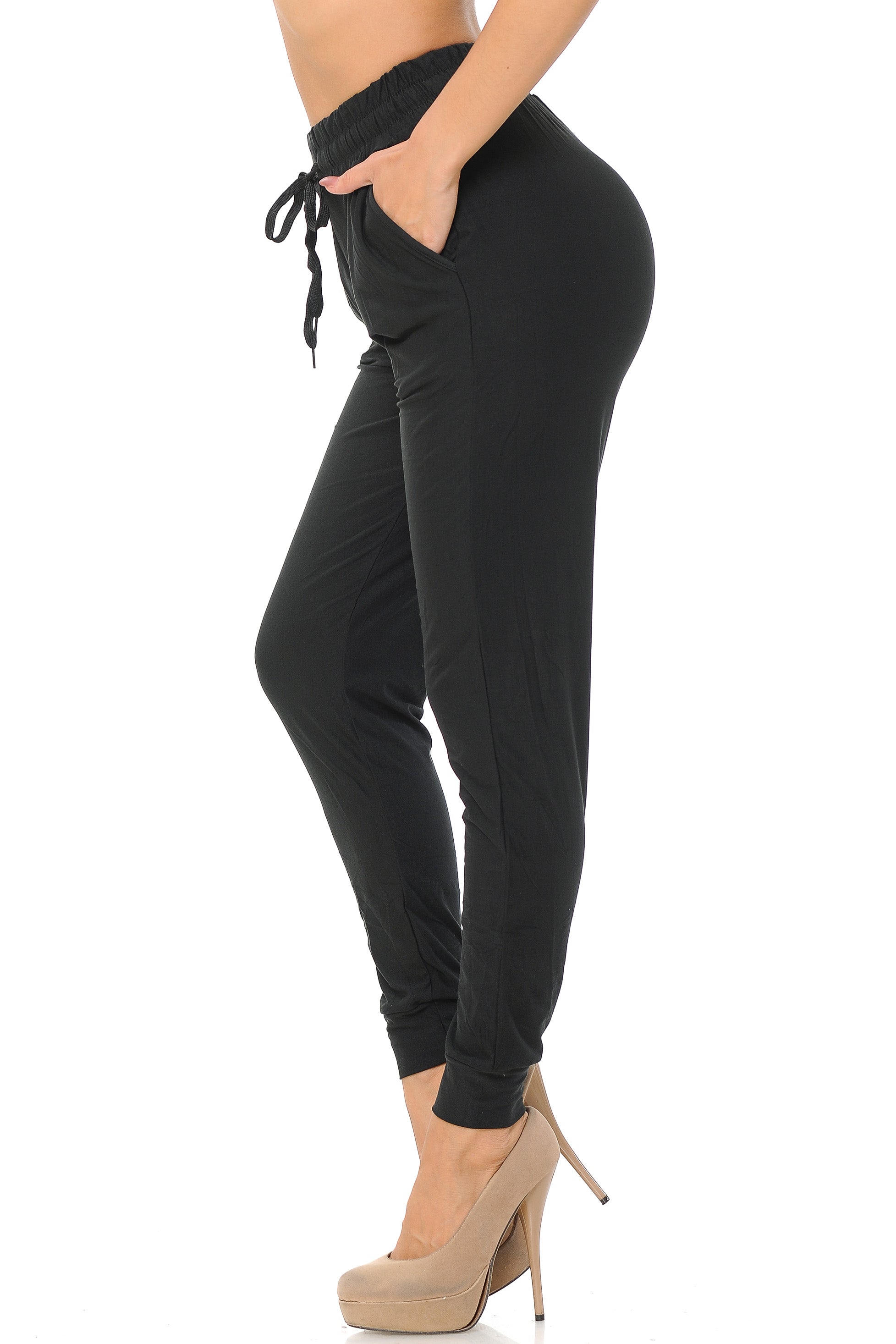 Buttery Smooth Solid Basic Black Women's Joggers - EEVEE
