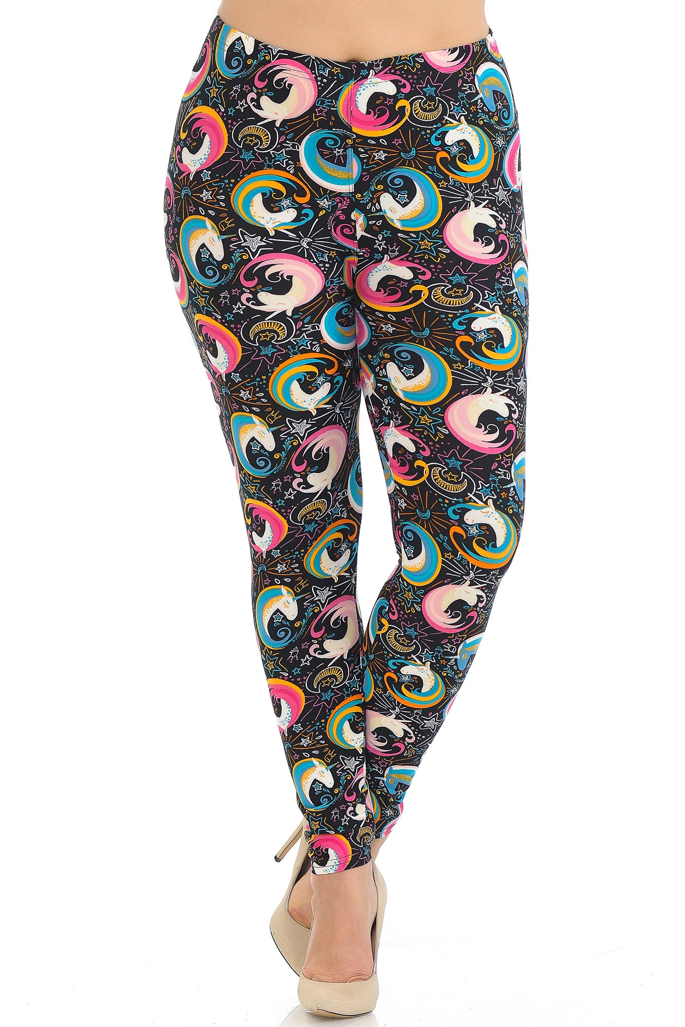 Buttery Soft Groovy Hip Unicorn Extra Plus Size Leggings - 3X-5X (XPlus One Size,Multi Color Bold)