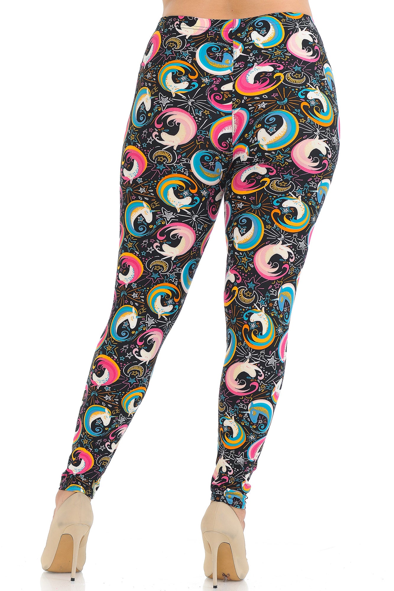 Buttery Soft Groovy Hip Unicorn Extra Plus Size Leggings - 3X-5X (XPlus One Size,Multi Color Bold)