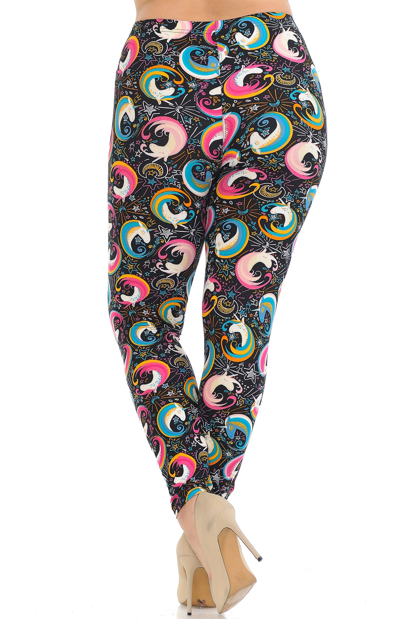 Buttery Soft Groovy Hip Unicorn Extra Plus Size Leggings - 3X-5X (XPlus One Size,Multi Color Bold)