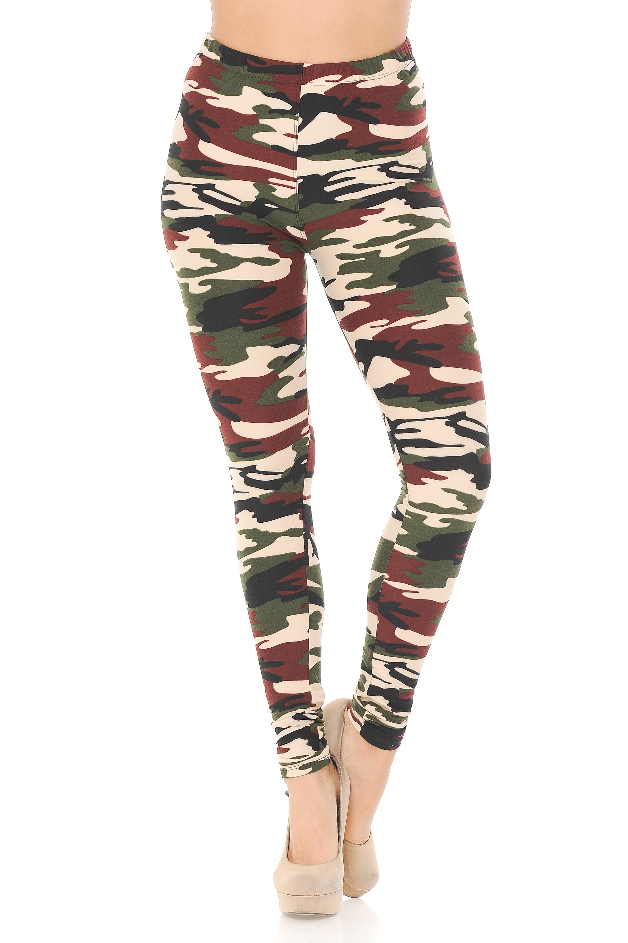Buttery Soft Cozy Camouflage Extra Plus Size Leggings - 3X-5X (XPlus One Size,Brown)