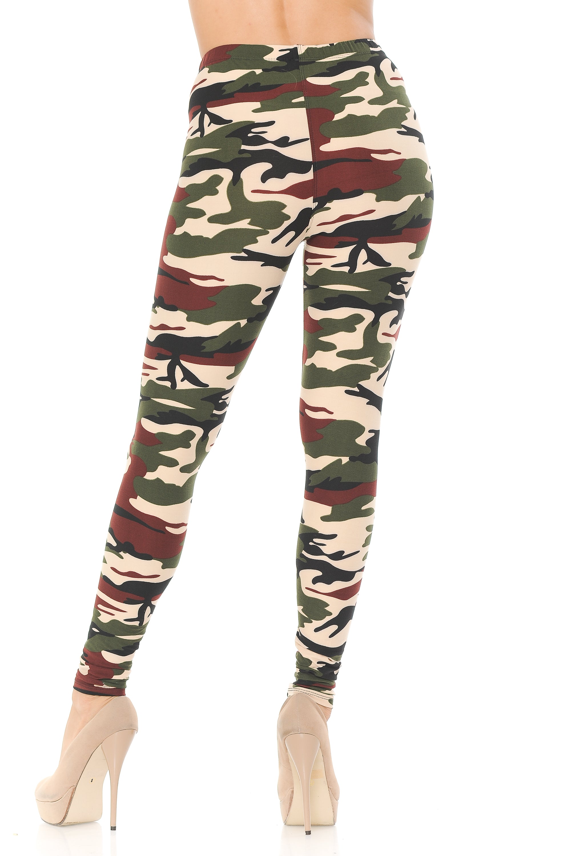 Buttery Soft Cozy Camouflage Extra Plus Size Leggings - 3X-5X (XPlus One Size,Brown)