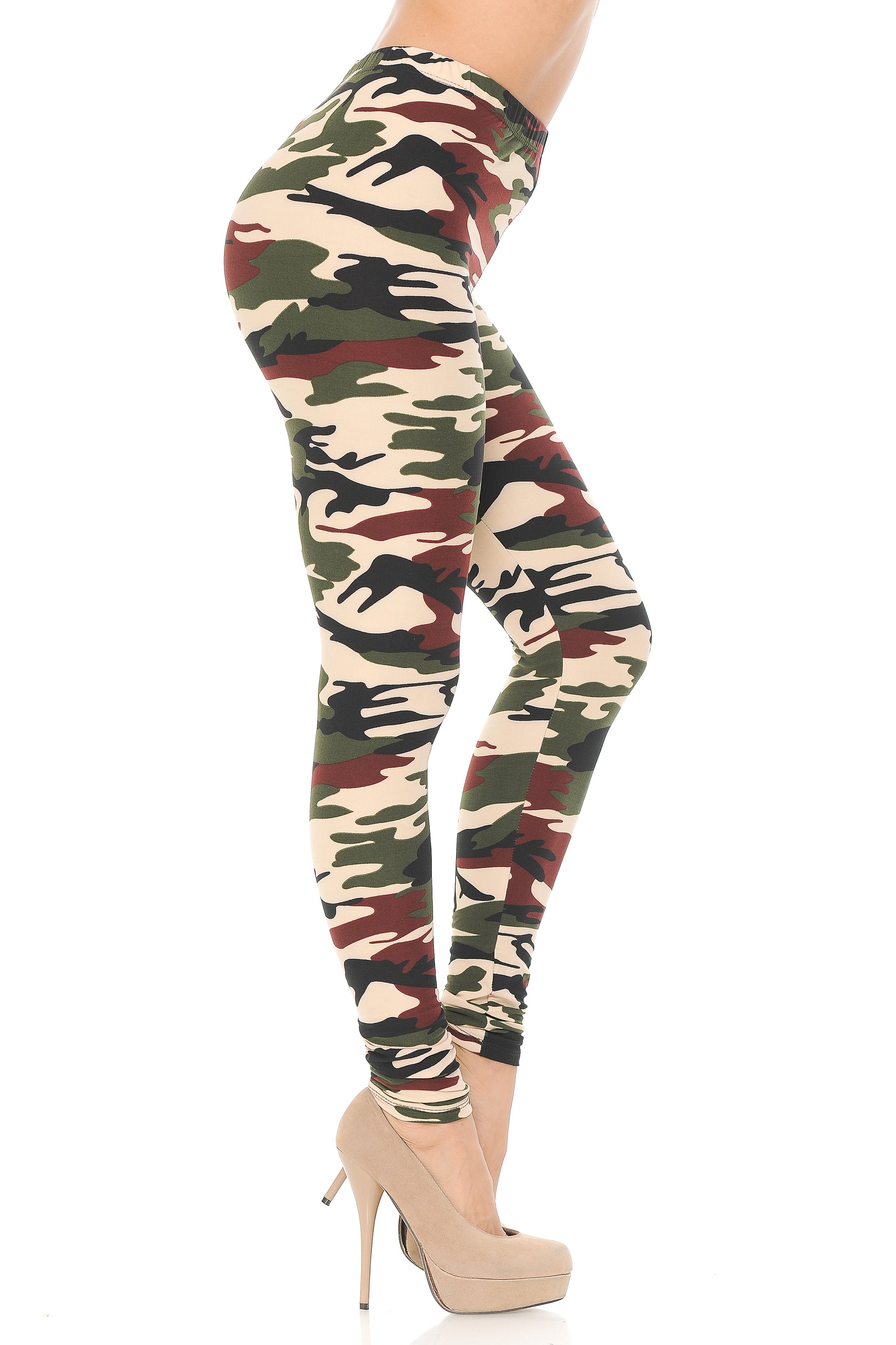 Buttery Soft Cozy Camouflage Extra Plus Size Leggings - 3X-5X (XPlus One Size,Brown)