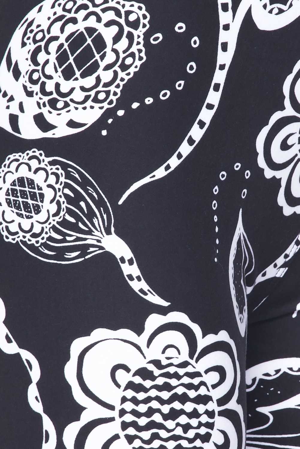 Brushed Black and White Elegant Floral Kids Leggings