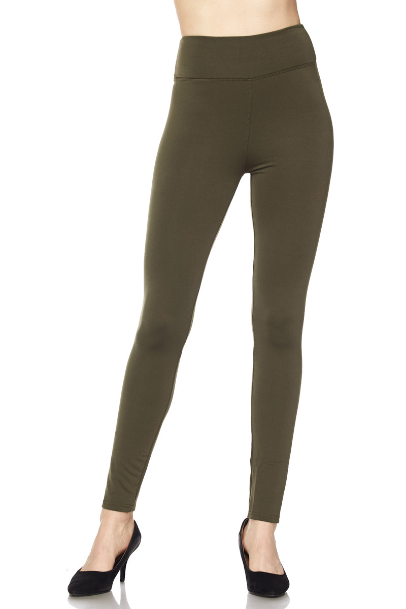 High Waisted Fleece Lined Leggings - 3 Inch Waistband