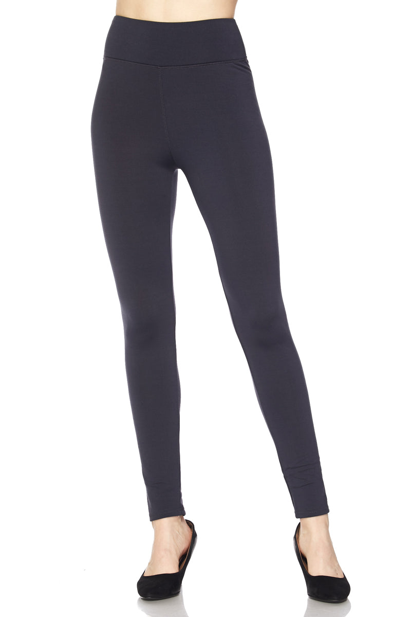 High Waisted Fleece Lined Leggings - 3 Inch Waistband