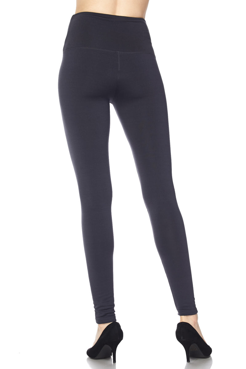 High Waisted Fleece Lined Leggings - 5 Inch Waistband