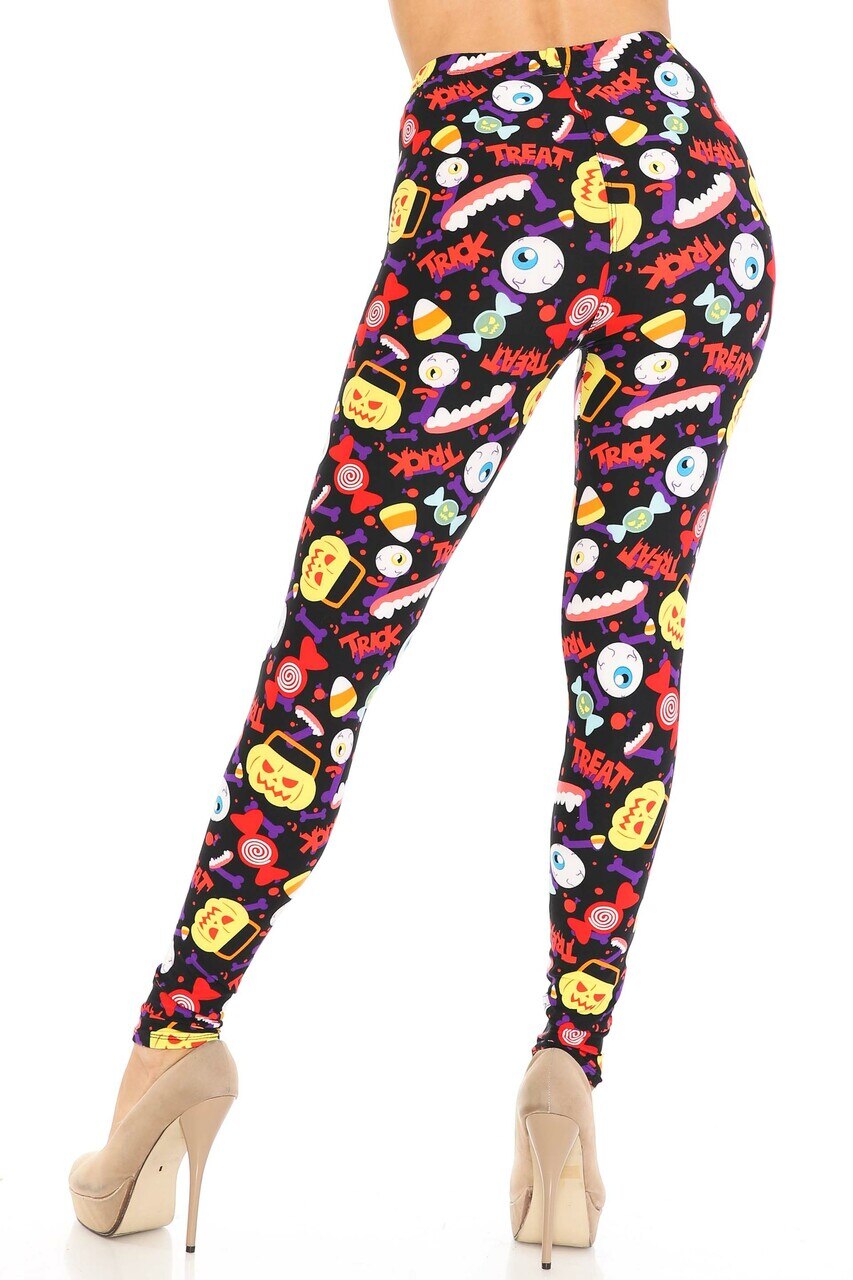 Buttery Soft Trick or Treat Extra Plus Size Leggings - 3X-5X (XPlus One Size,Multi Color Bold)