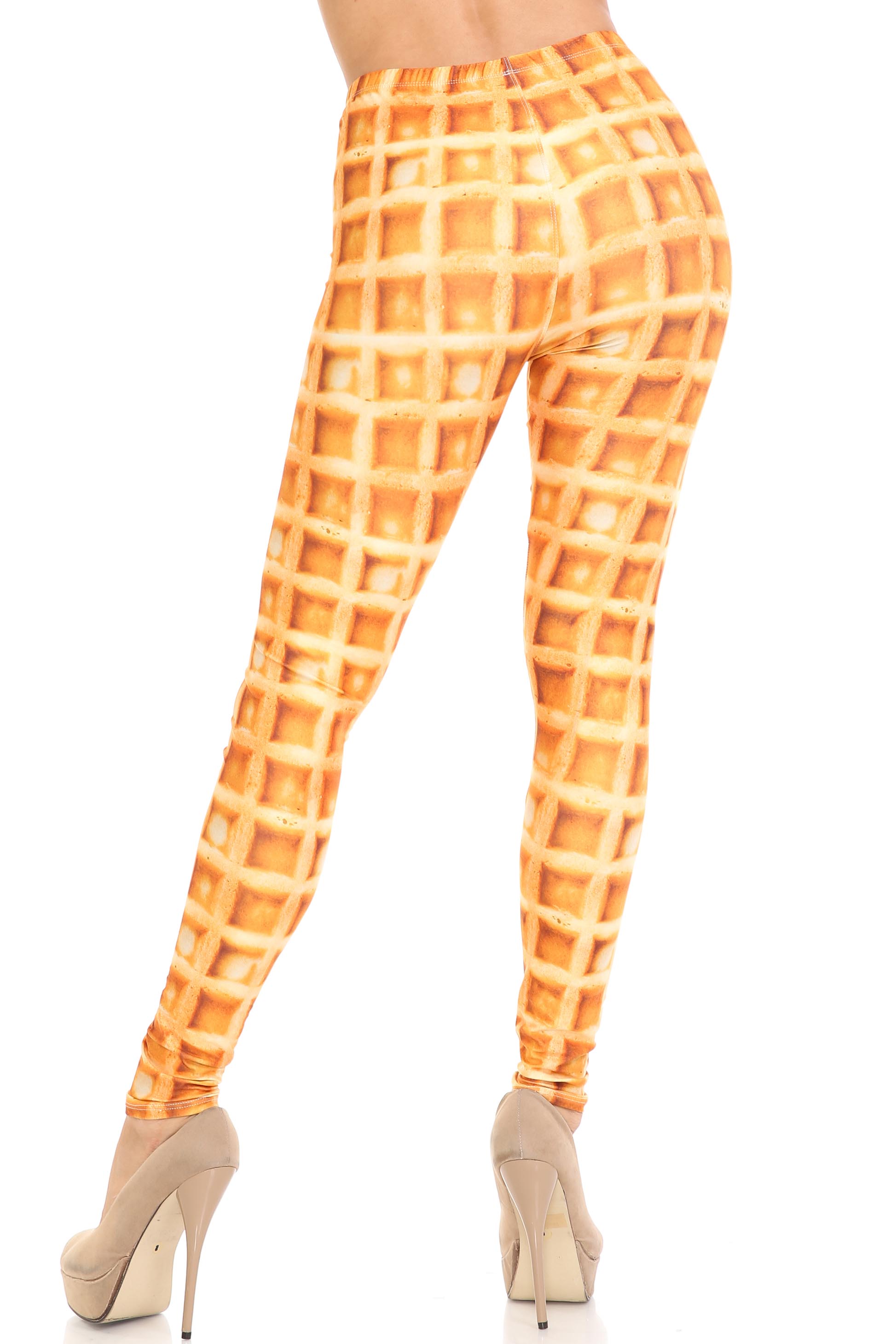 Creamy Soft Waffle Extra Plus Size Leggings - 3X-5X - By USA Fashion (XPlus One Size,Beige)