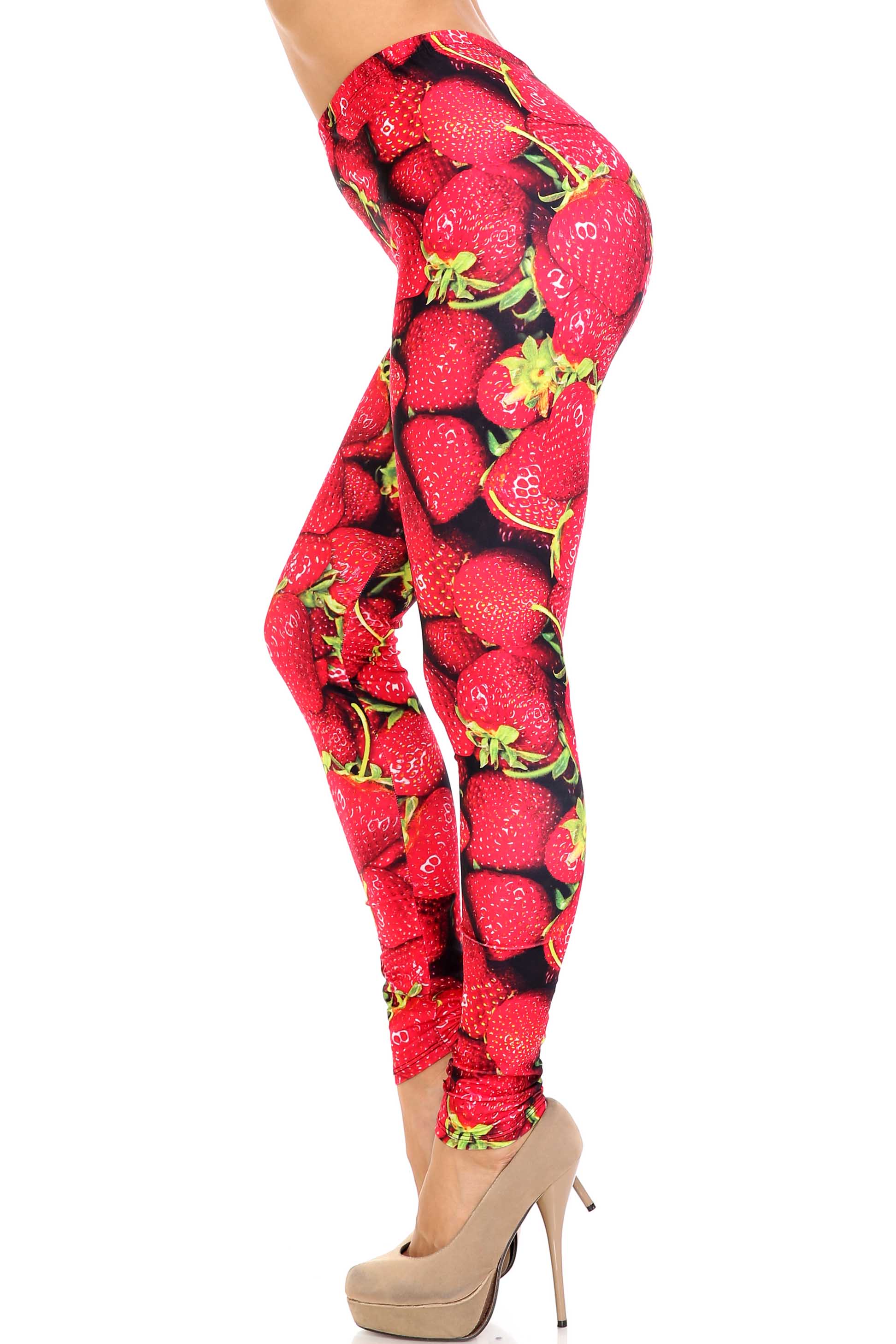 Creamy Soft Strawberry Extra Plus Size Leggings - 3X-5X - USA Fashion (Red,XPlus One Size)