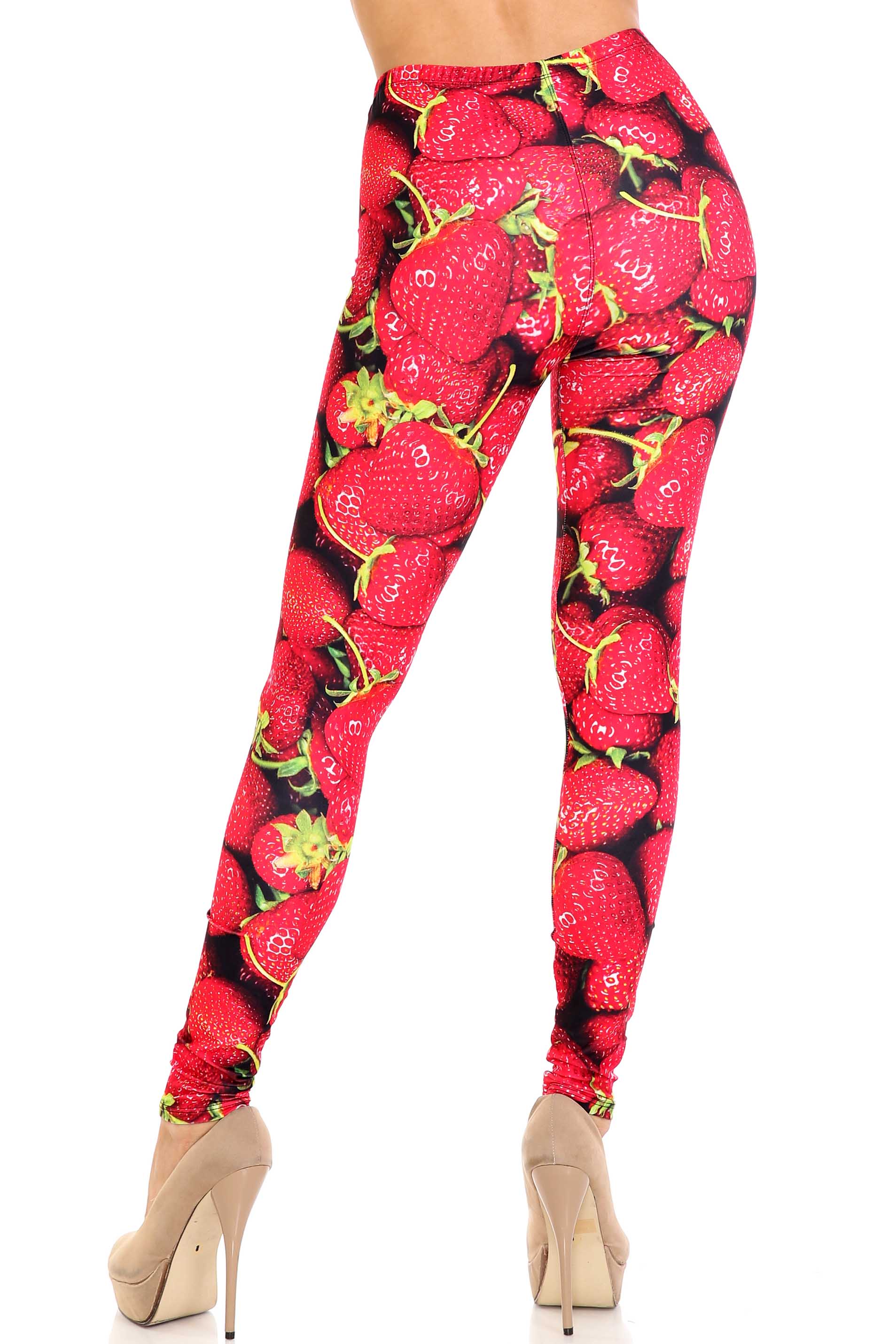 Creamy Soft Strawberry Extra Plus Size Leggings - 3X-5X - USA Fashion (Red,XPlus One Size)