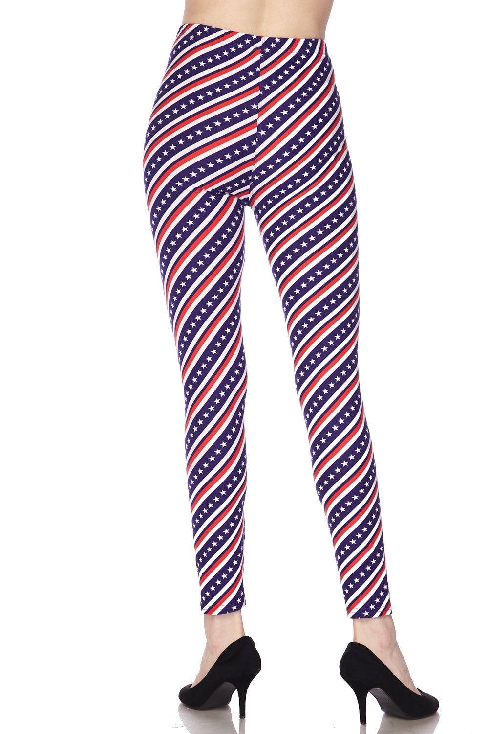 Buttery Soft Spiral Stars and Stripes Extra Plus Size Leggings - 3X-5X (XPlus One Size,Blue)