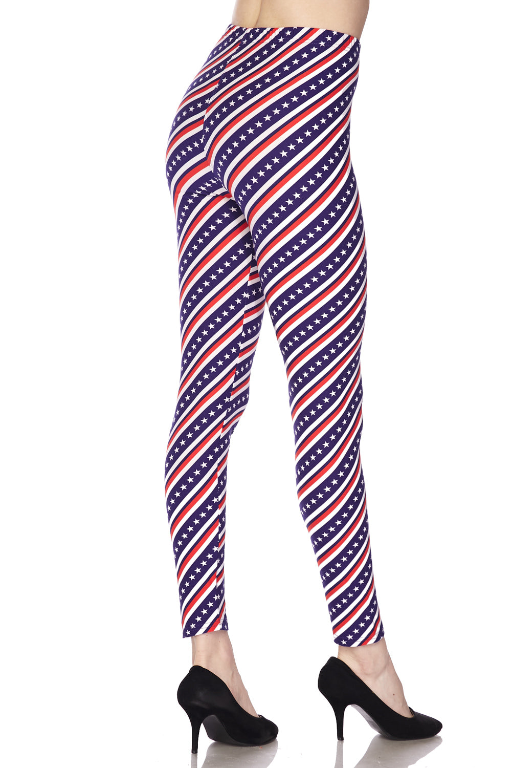 Buttery Soft Spiral Stars and Stripes Extra Plus Size Leggings - 3X-5X (XPlus One Size,Blue)