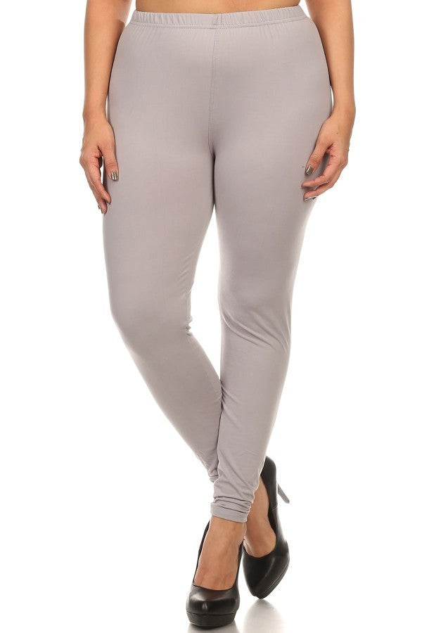 Brushed Basic Solid Leggings Extra Plus Size Leggings - 3X-5X - New Mix