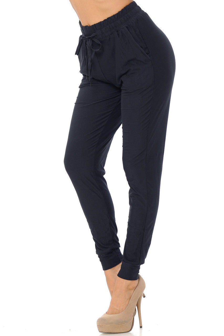 Buttery Smooth Solid Basic Navy Joggers - EEVEE