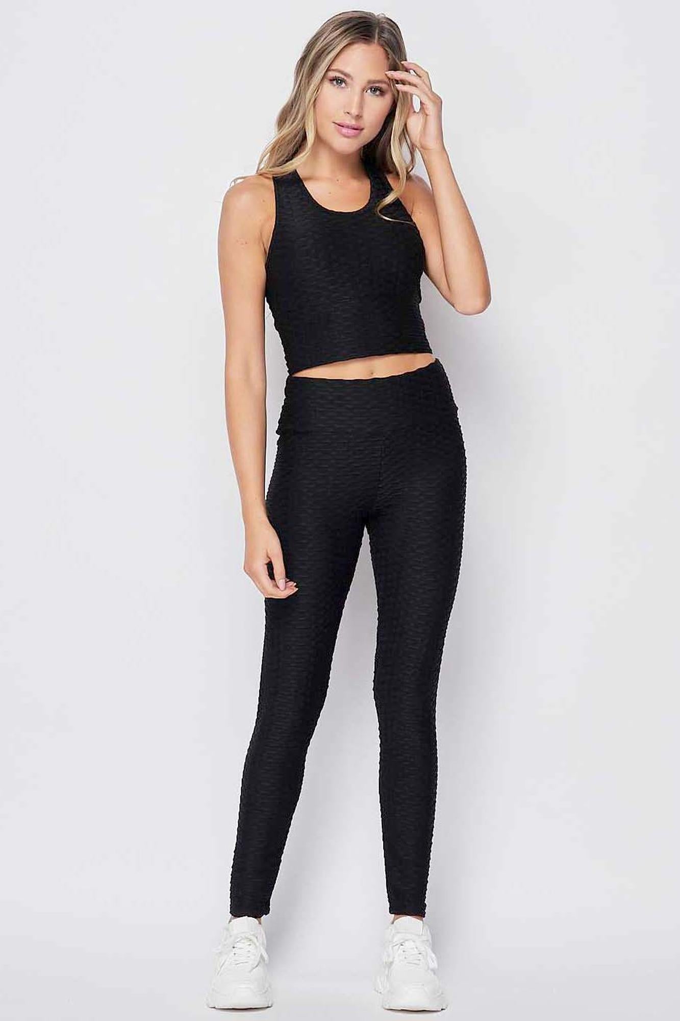 2 Piece Scrunch Butt Leggings and Crop Top Set - Plus Size