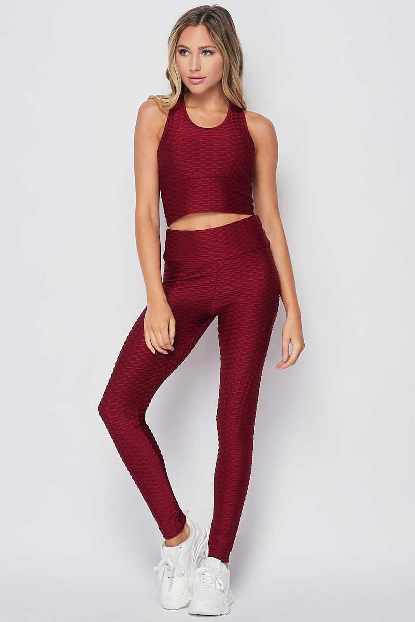 2 Piece Scrunch Butt Leggings and Crop Top Set - Plus Size
