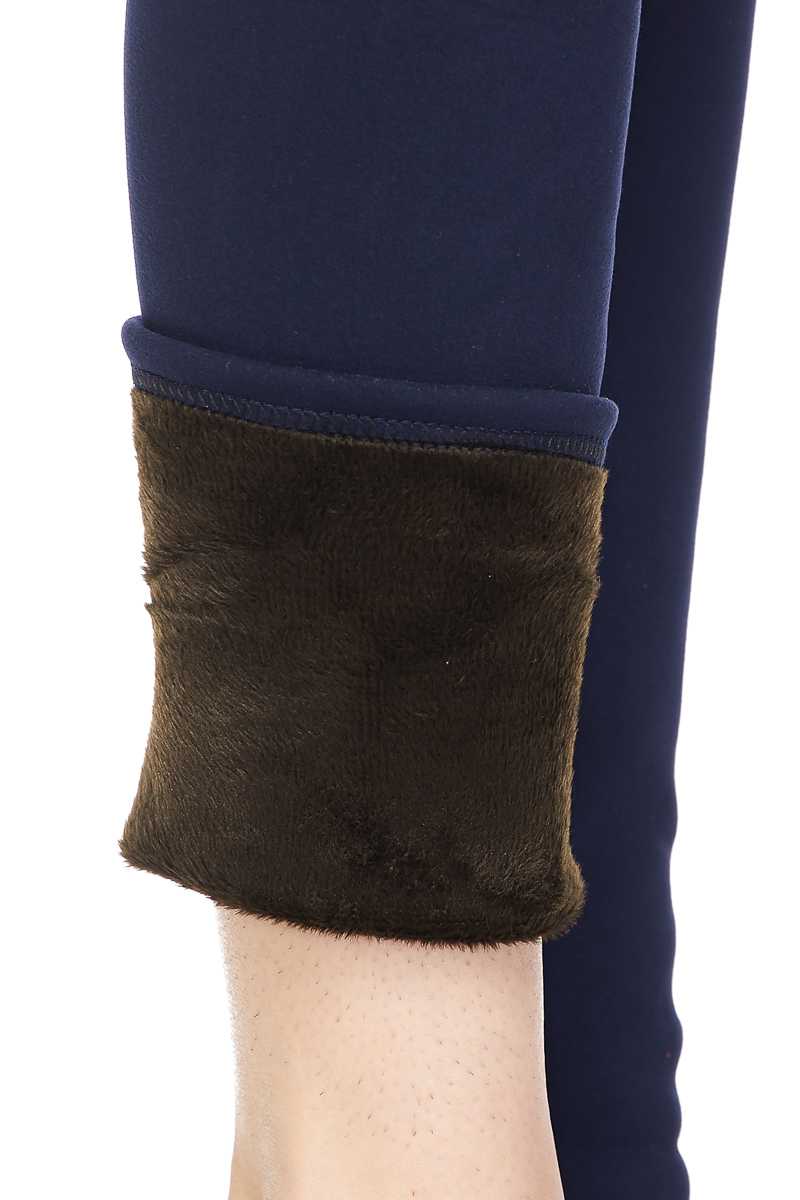 Solid Warm Fur Lined Leggings