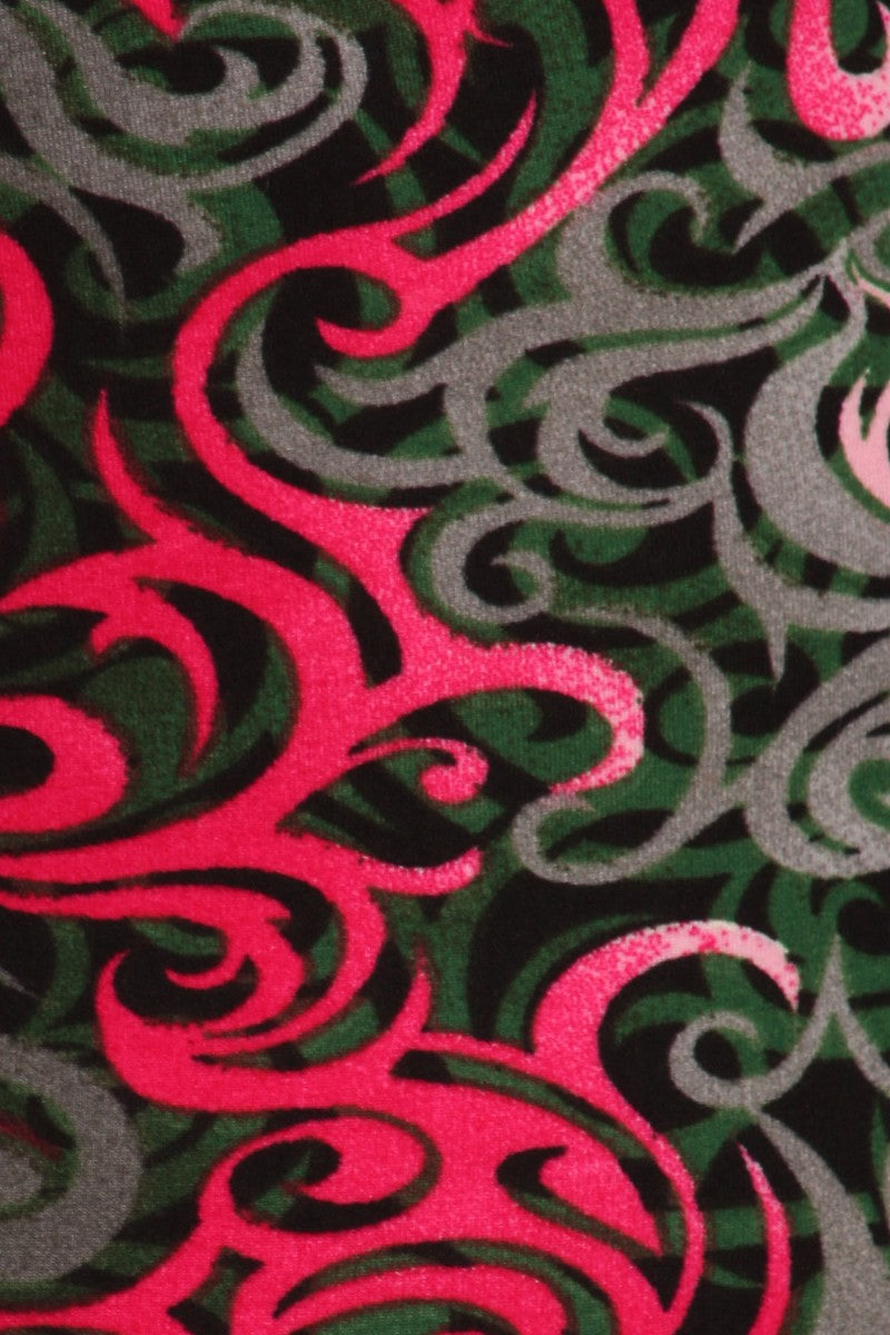 Buttery Soft Fuchsia Tangled Swirl Extra Plus Size Leggings - 3X-5X (One Size Plus,Fuchsia)