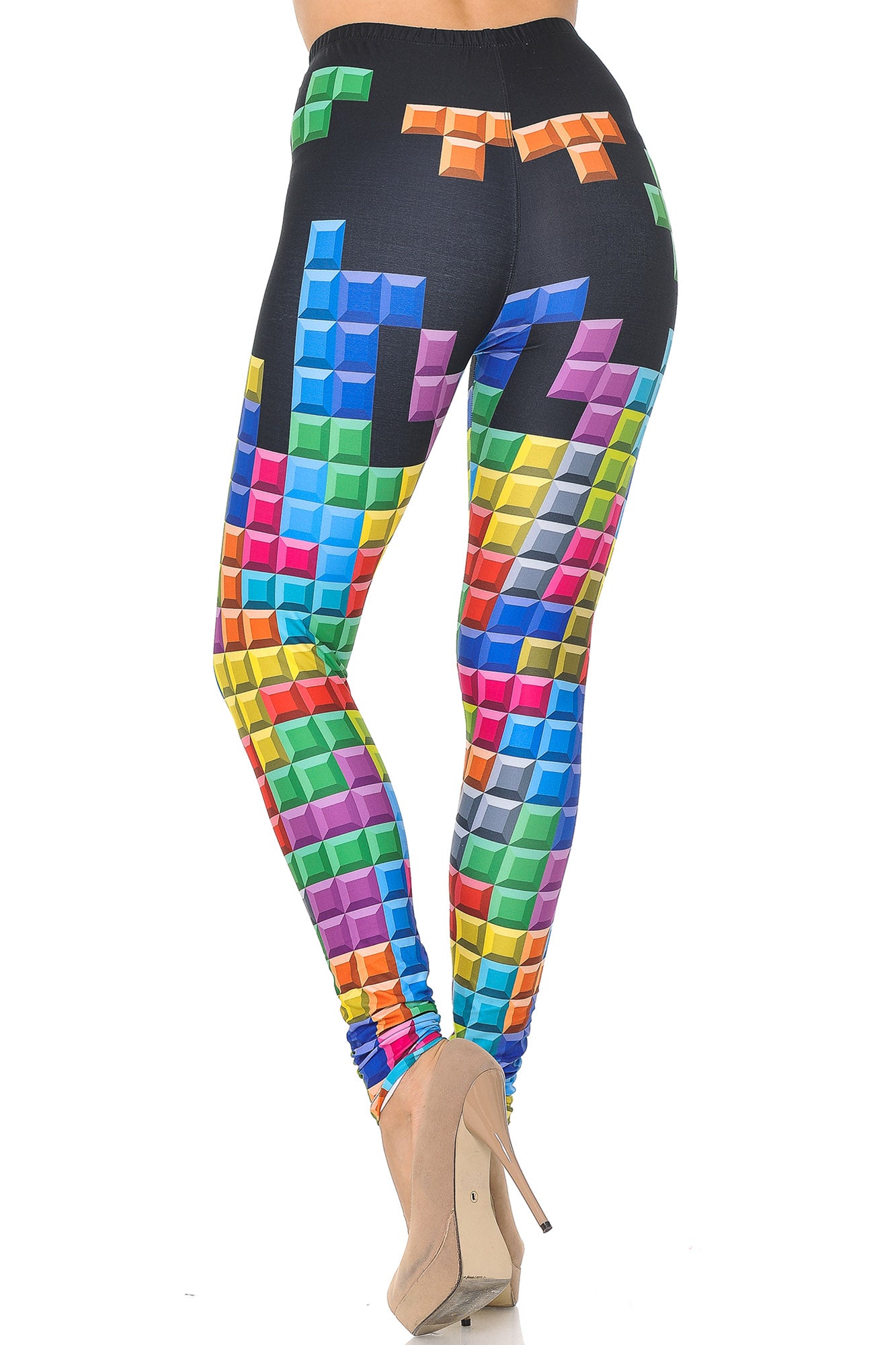 Creamy Soft Tetris Leggings - USA Fashion (One Size Regular,Multi Color Bold)