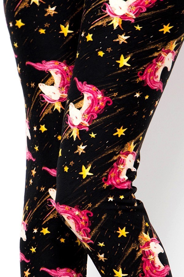 Buttery Soft Twinkle Unicorn Extra Plus Size Leggings - 3X - 5X (XPlus One Size,Black)