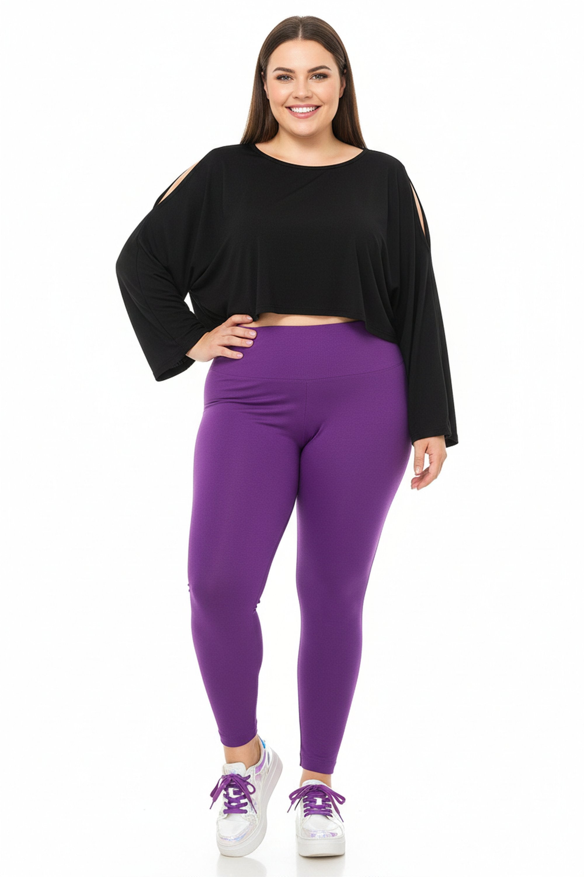 High Waisted Fleece Lined Plus Size Leggings - New Mix