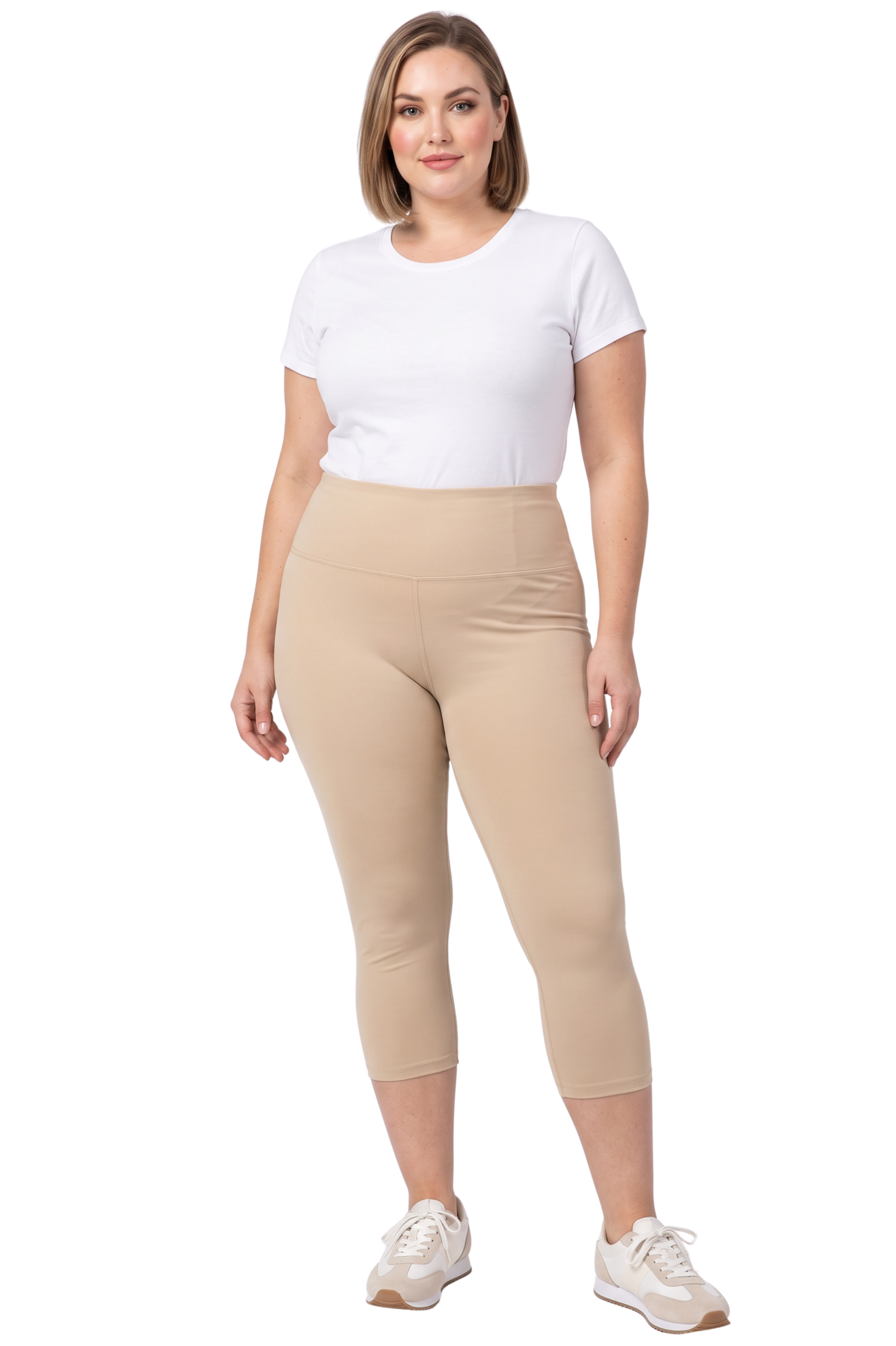 Brushed Basic Solid High Waisted Plus Size Capris | 5 Inch | New Mix