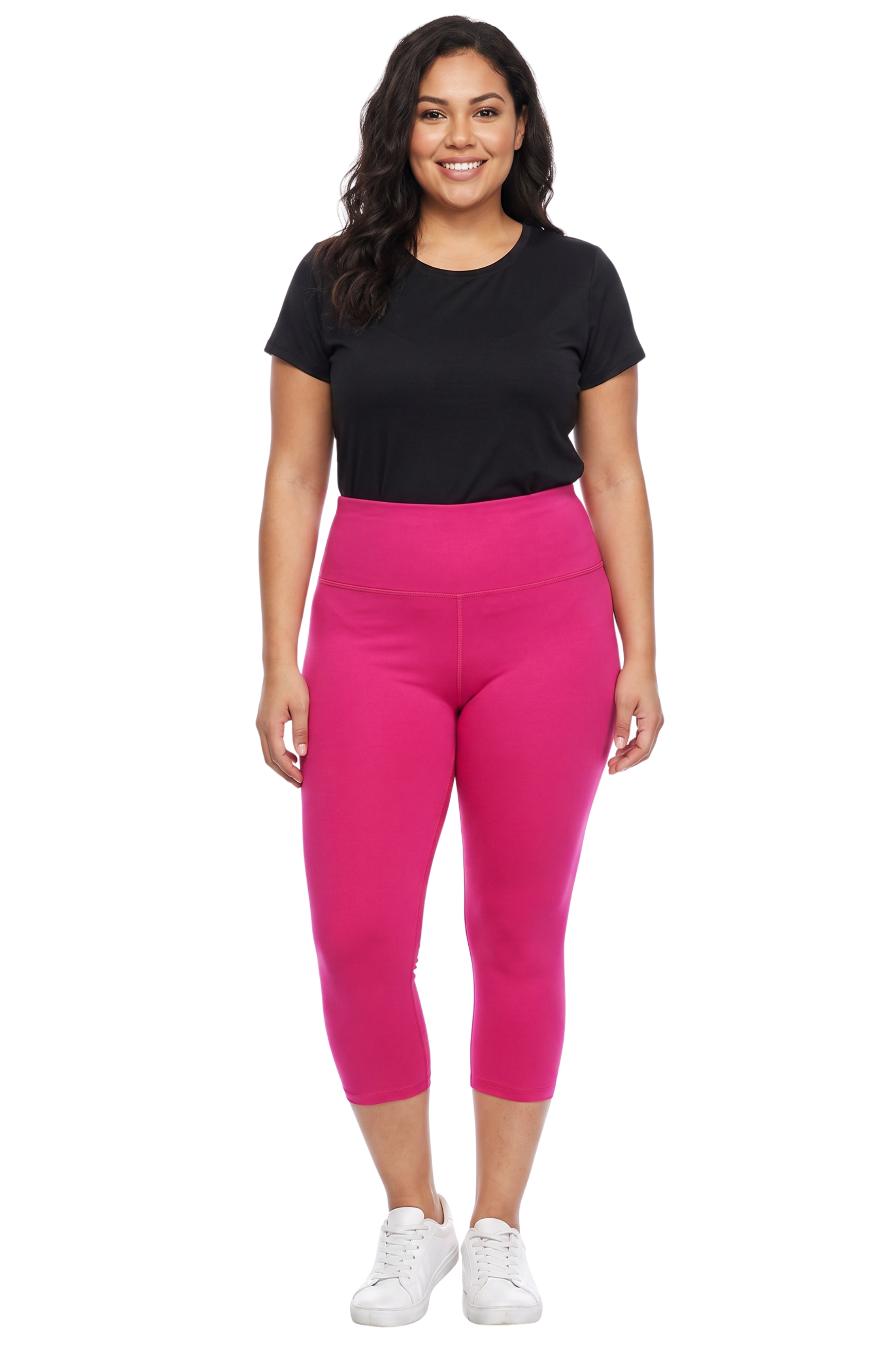 Brushed Basic Solid High Waisted Plus Size Capris | 5 Inch | New Mix