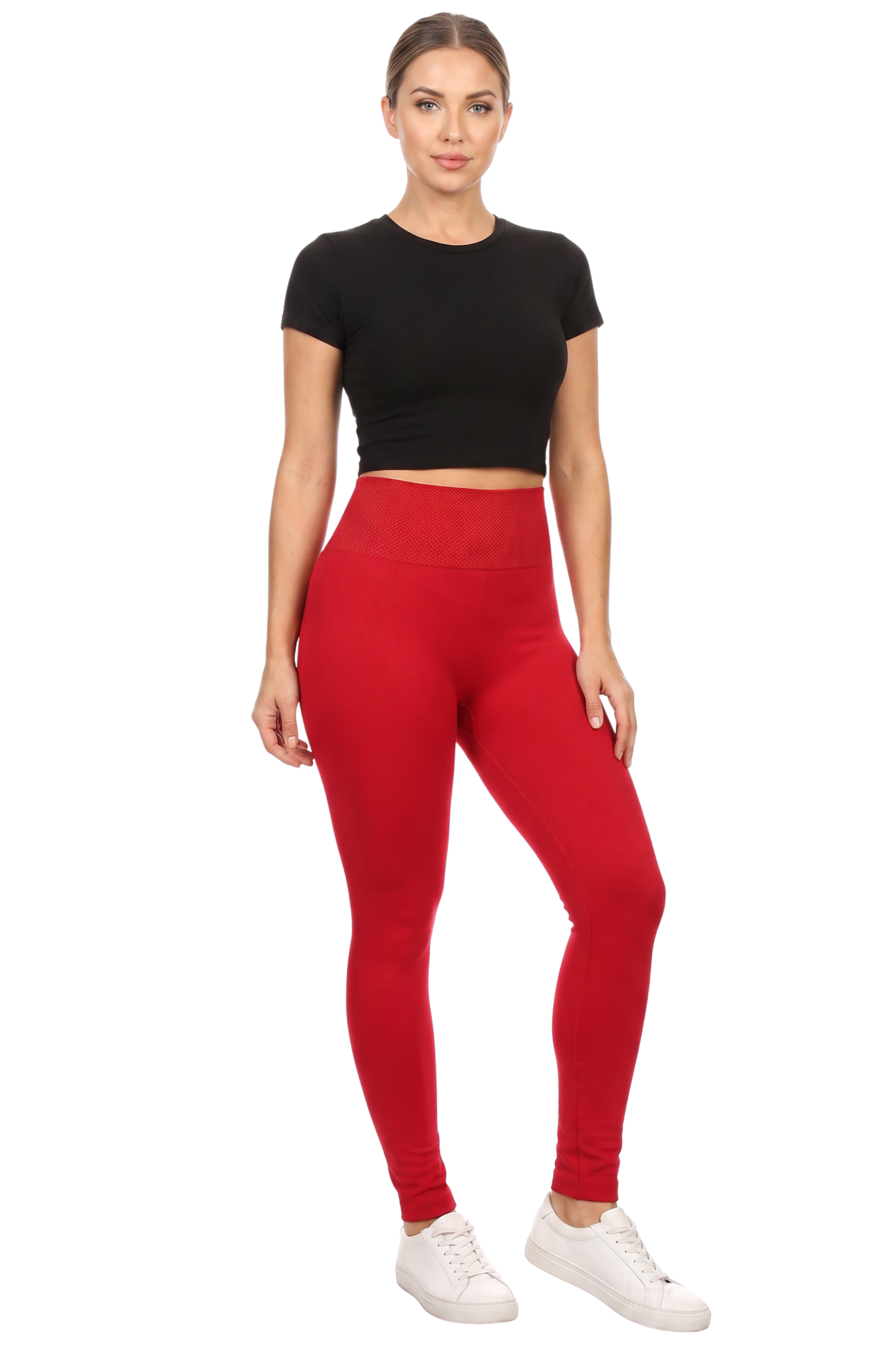 Banded High Waist Fleece Lined Leggings | Plus Size