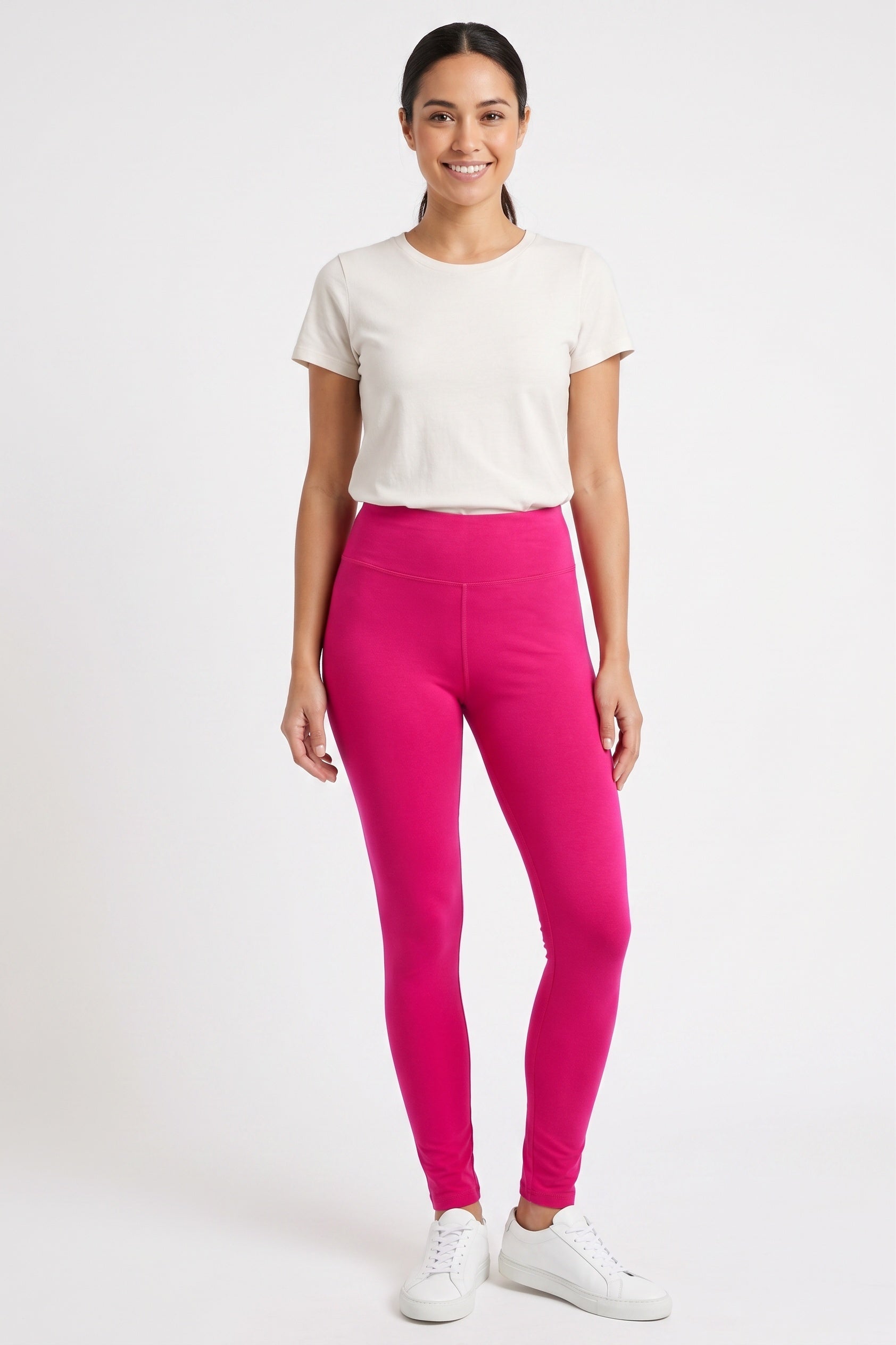 Brushed High Waisted Basic Solid Leggings | 3 Inch Waist