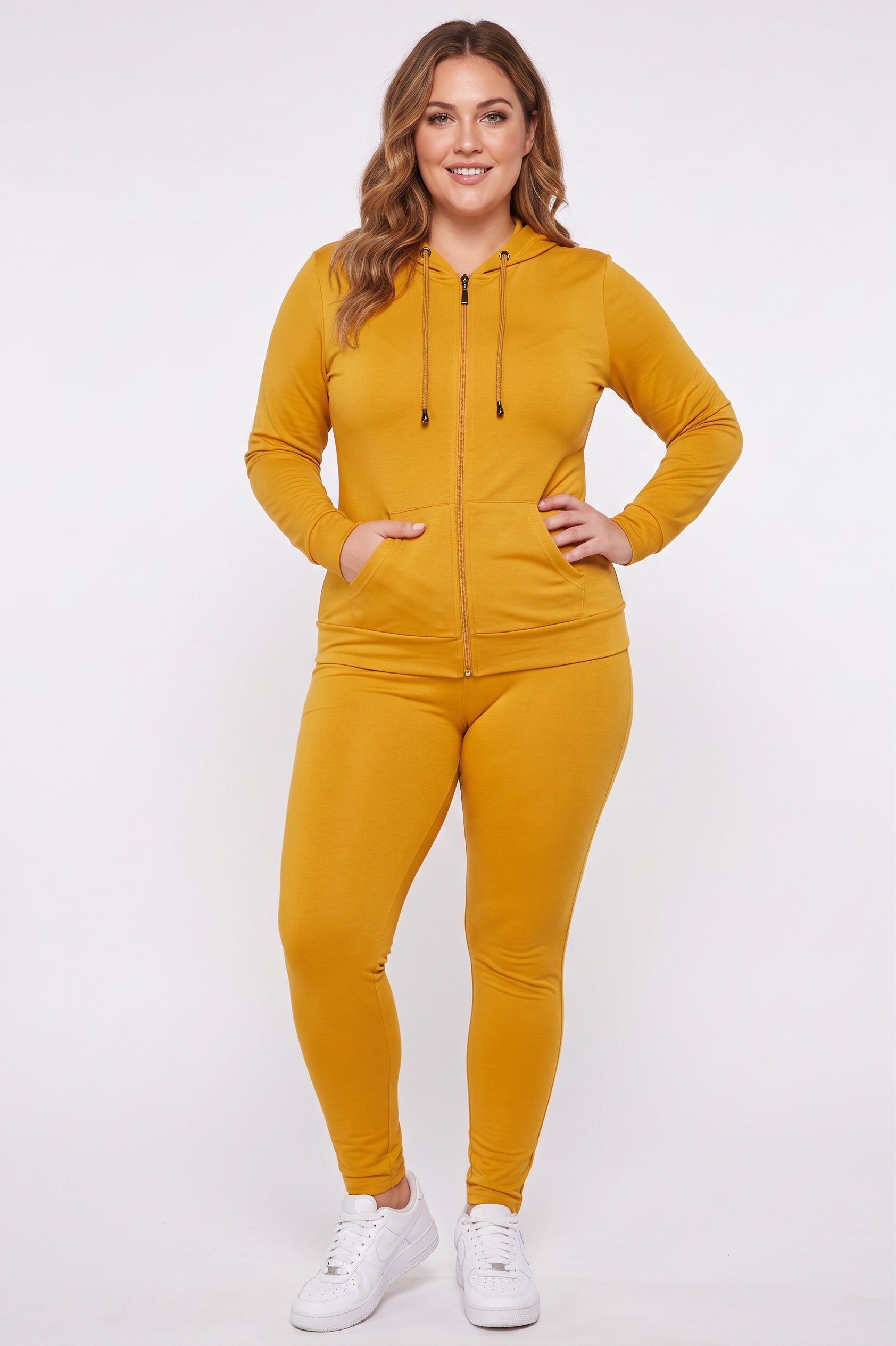 Premium Zipper Hoodie Jacket and Legging Set | Plus Size
